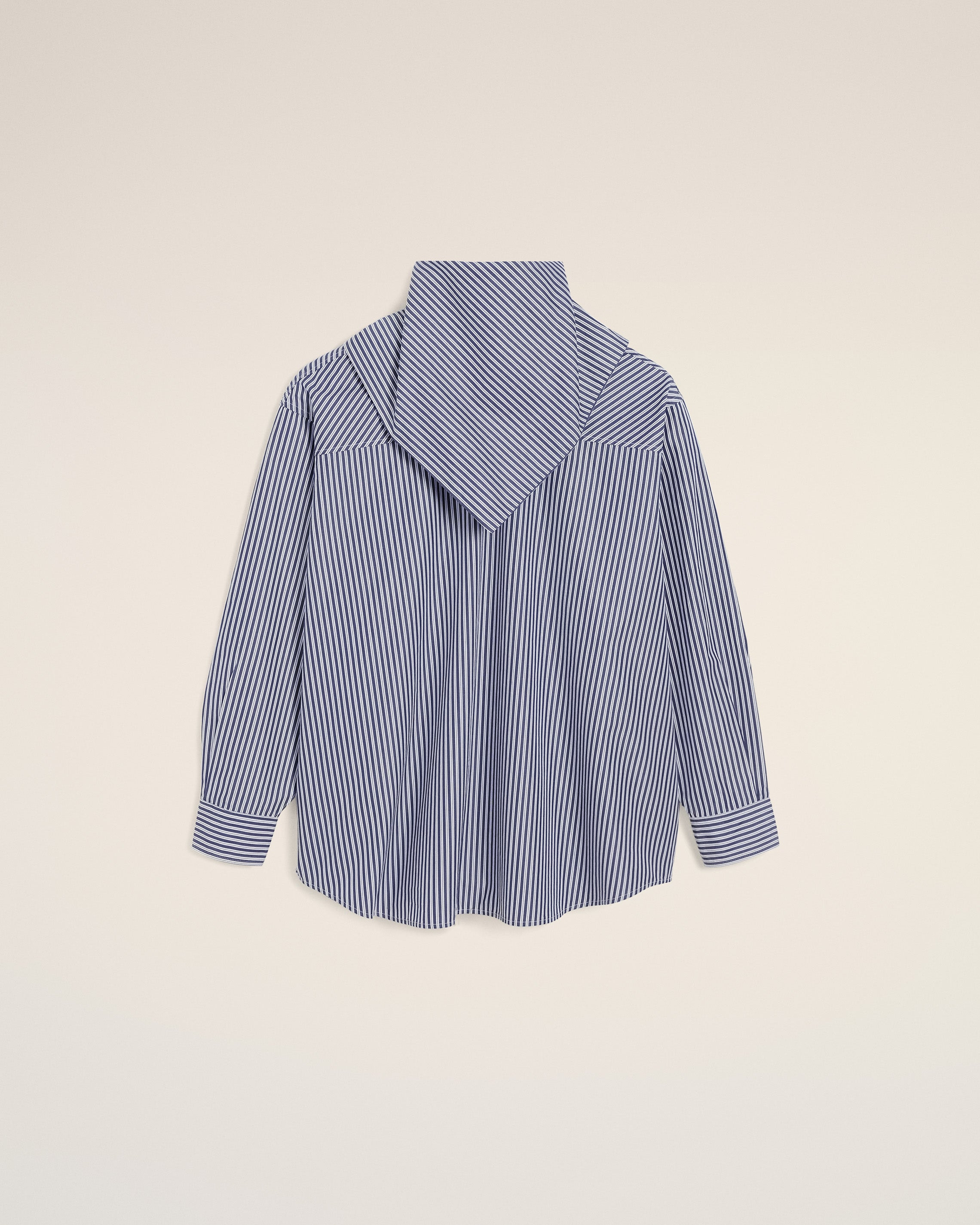 BLUE COTTON LONG SLEEVES STRIPED BANDANA BLOUSE - 18