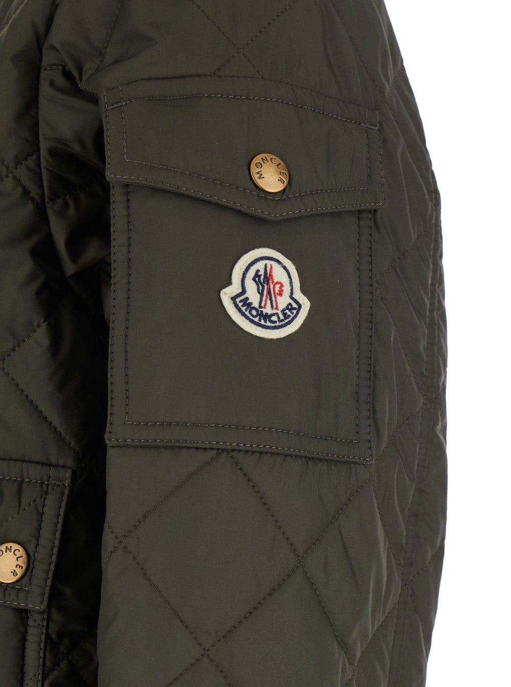 Moncler Women 'Chitre' Green Down Jacket With Logo Patch Applied On The Sleeve And Front Pockets In  - 3
