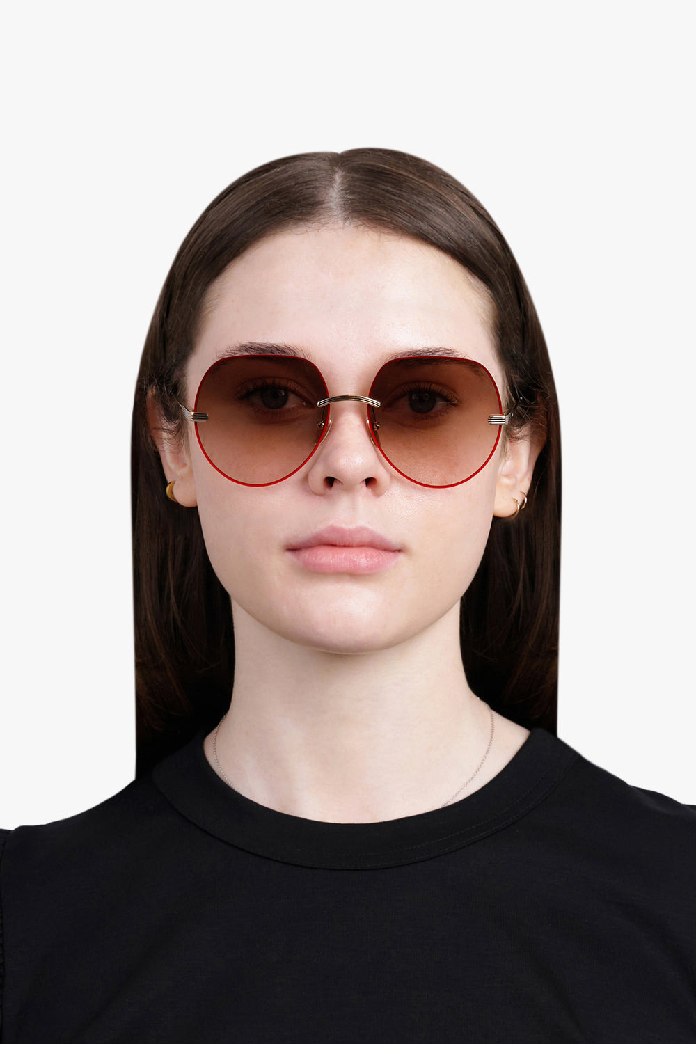 CH0135S ROUND FRAME SUNGLASSES | RED/BROWN - 4