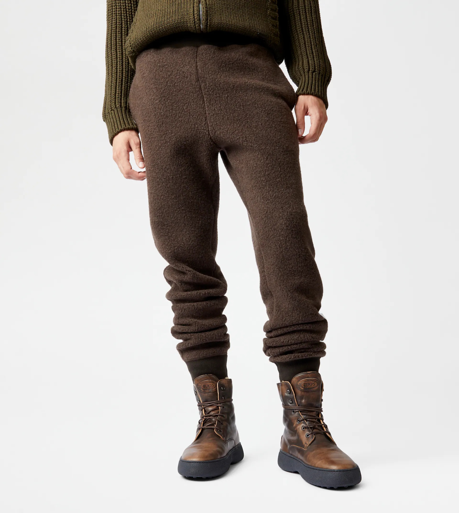 CASHMERE BLEND TROUSERS - BROWN - 7