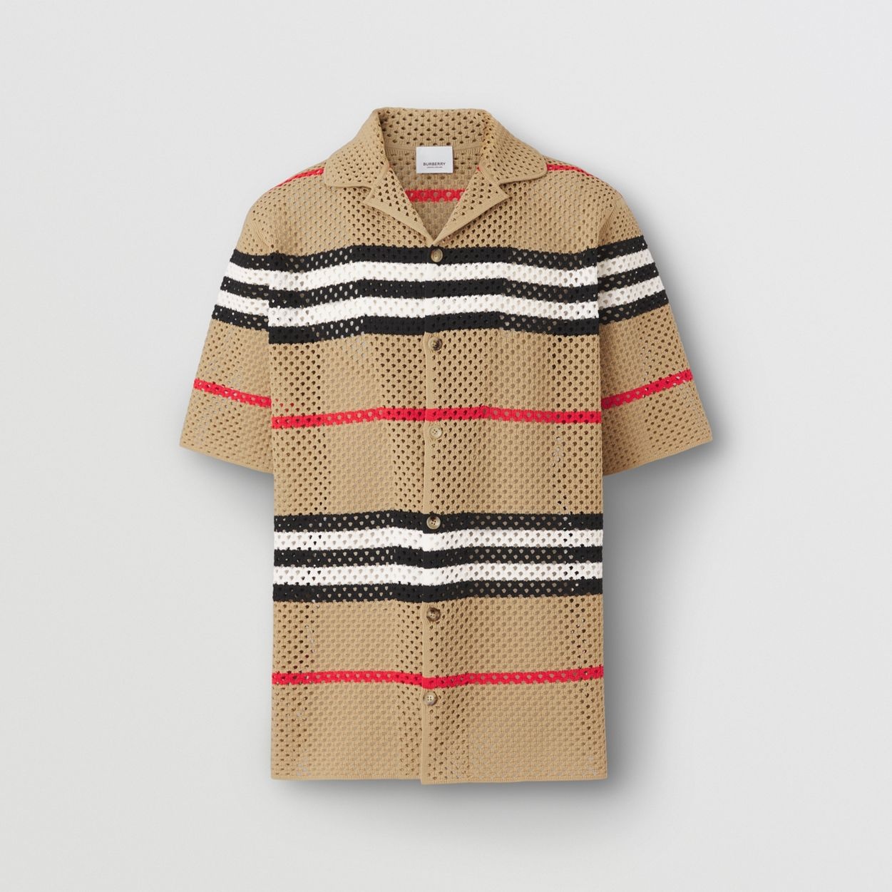 Icon Stripe Pointelle Knit Shirt - 1