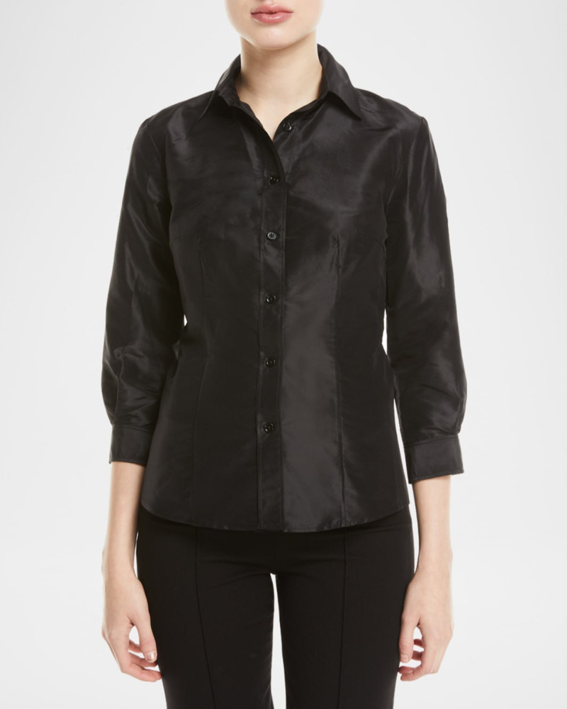 CAROLINA HERRERA Taffeta Button-Front Shirt outlook