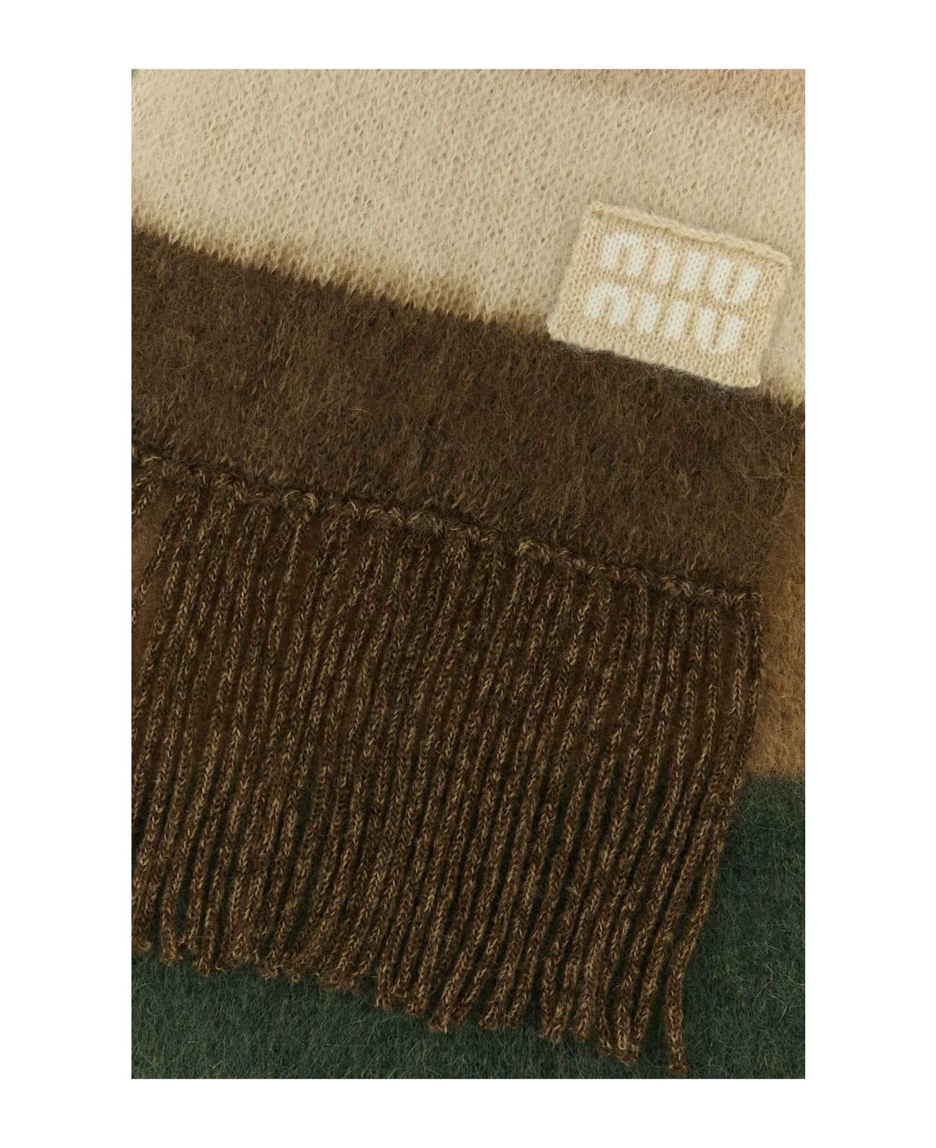 ヘアアクセサリー MIUMIU EMBROIDERED MOHAIR BLEND SCARF Logo mohair and wool-blend scarf in purple - Miu Miu | Mytheresa