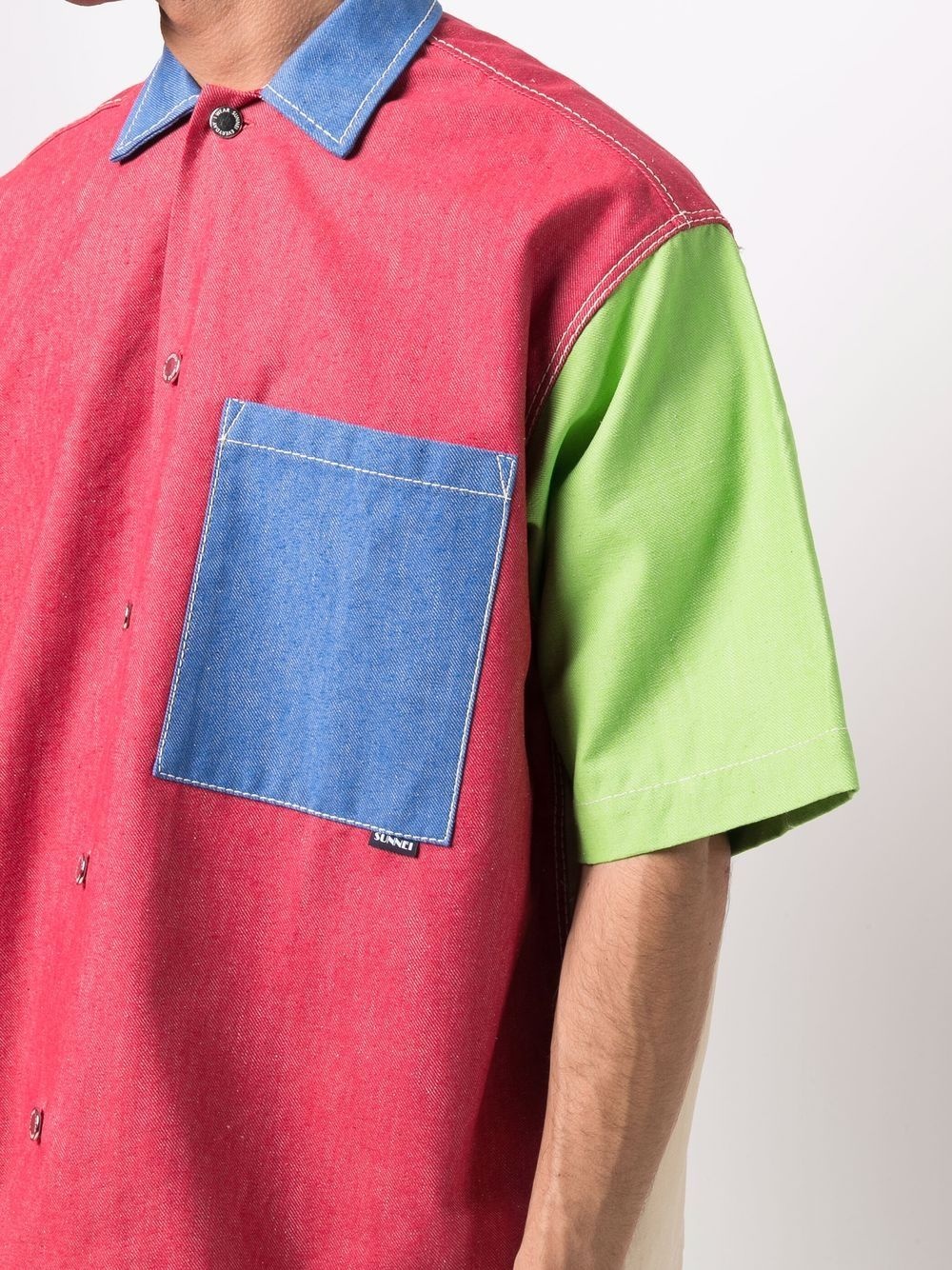 short sleeved colour-block shirt - 5