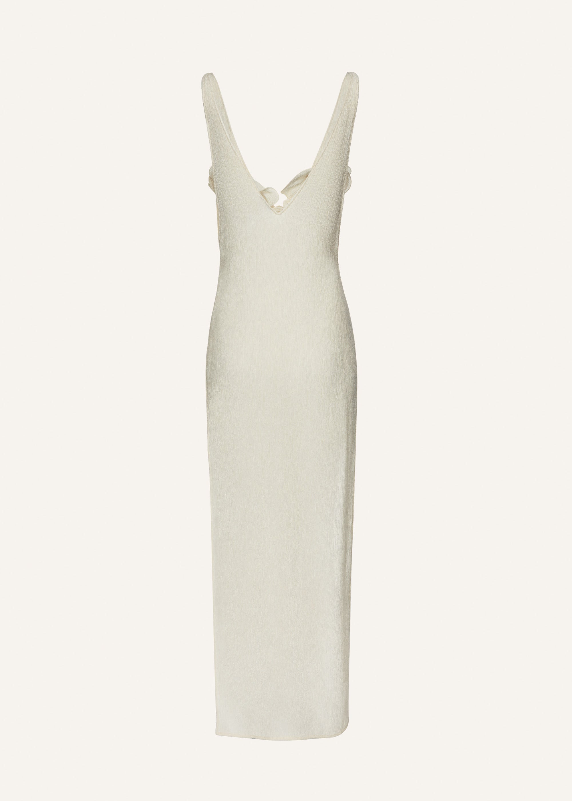 Crepe high leg maxi dress in cream - 2