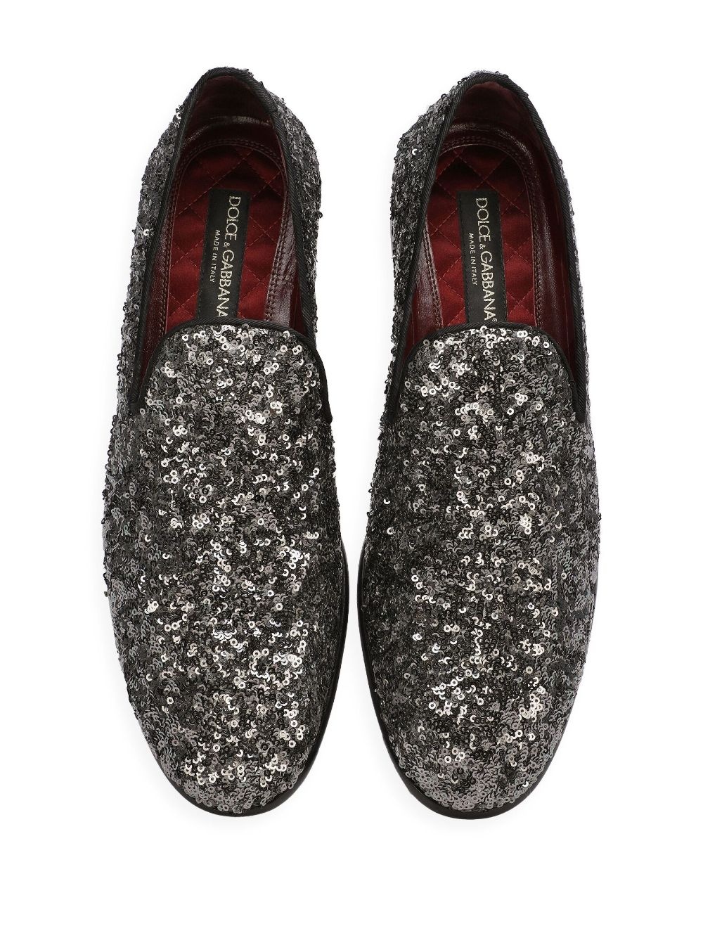 sequin-embellished leather slippers - 4