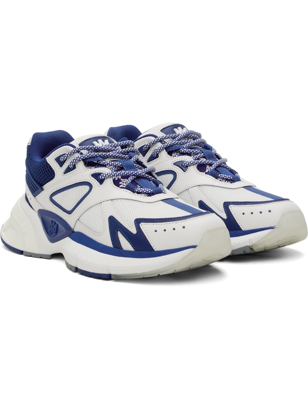 White & Blue 'MA' Runner Sneakers - 4