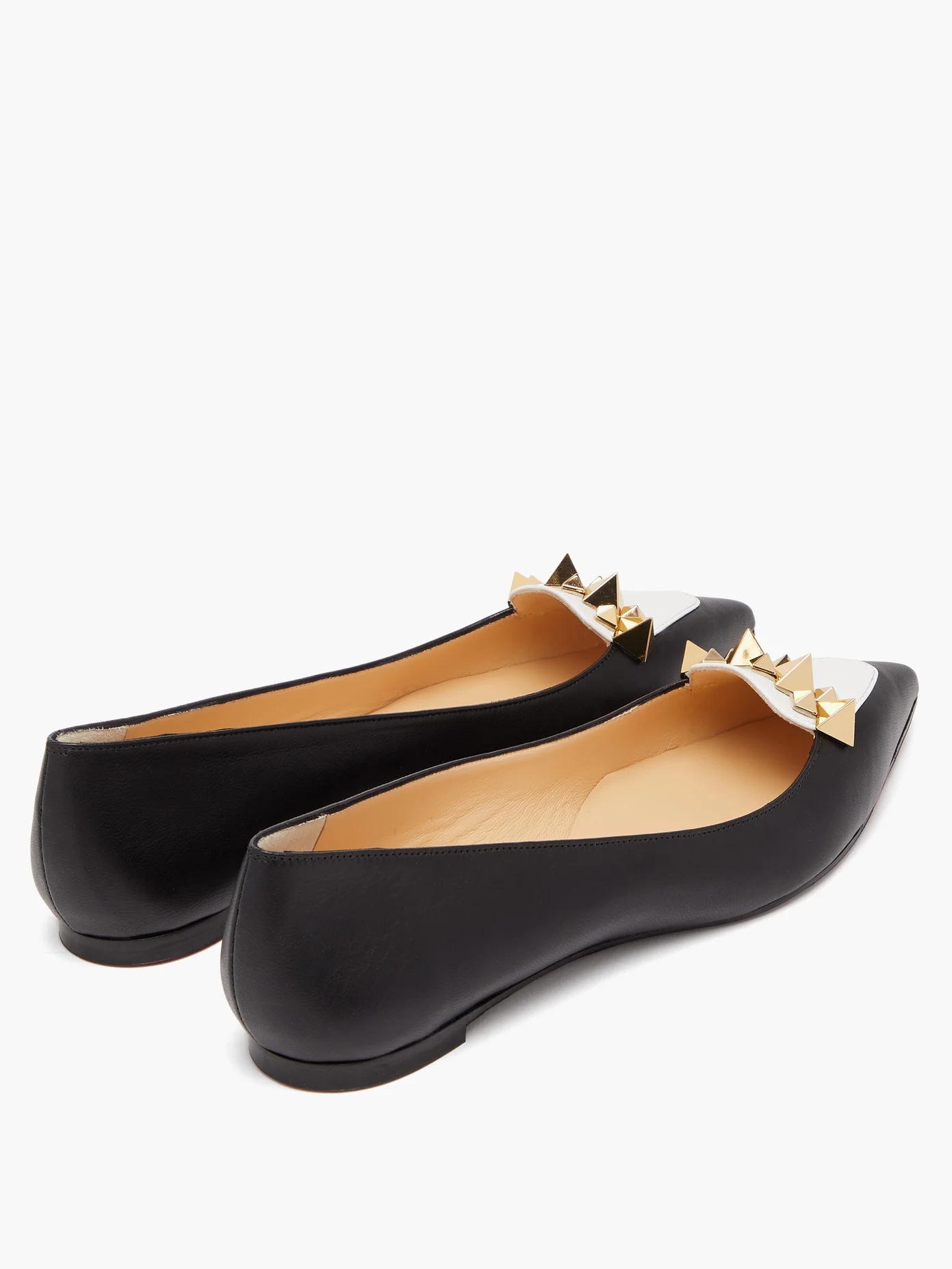 Miss Constella studded point-toe leather flats - 4