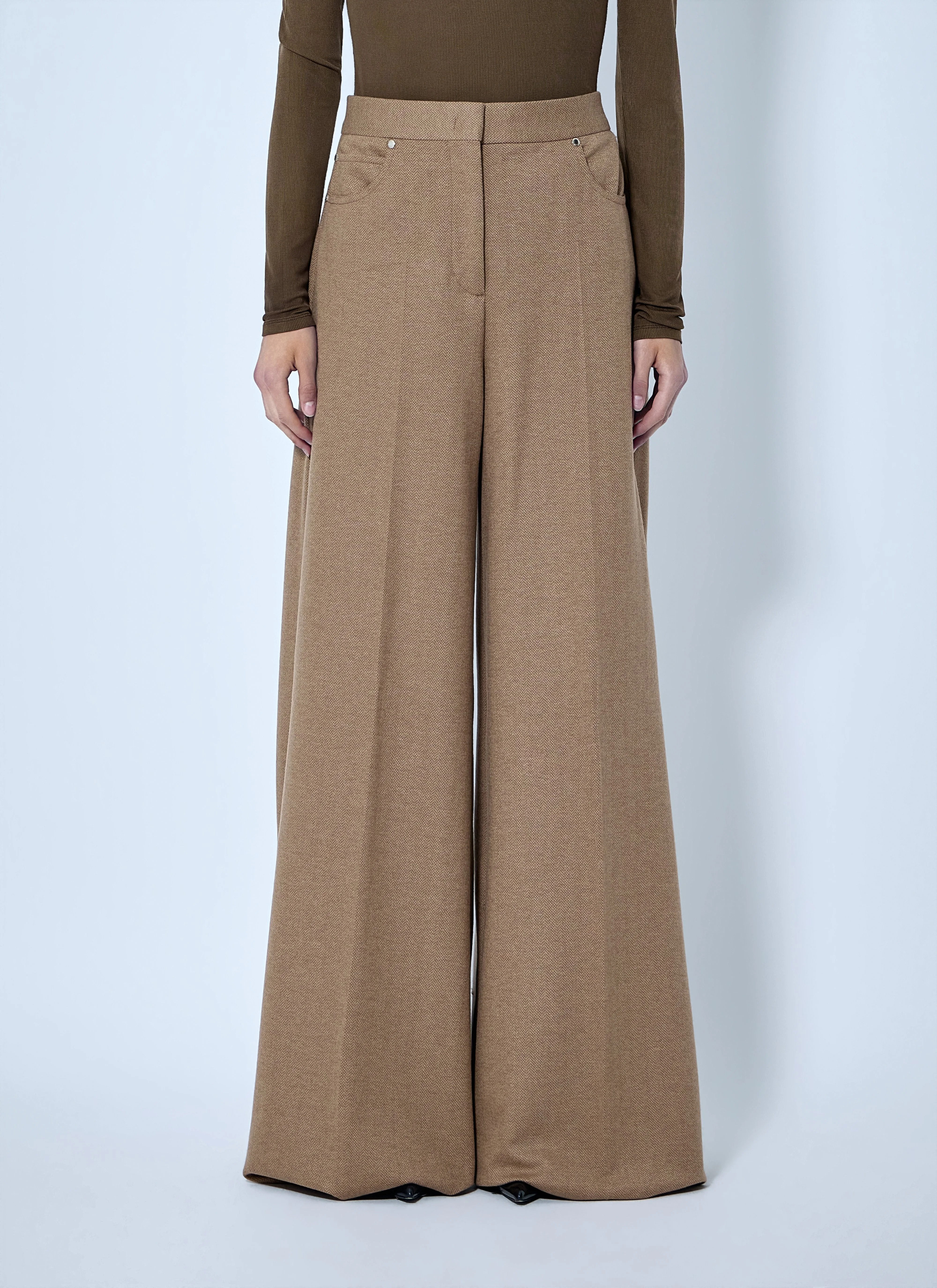 Max Mara Women Herringbone Wide-Leg Trousers - 1