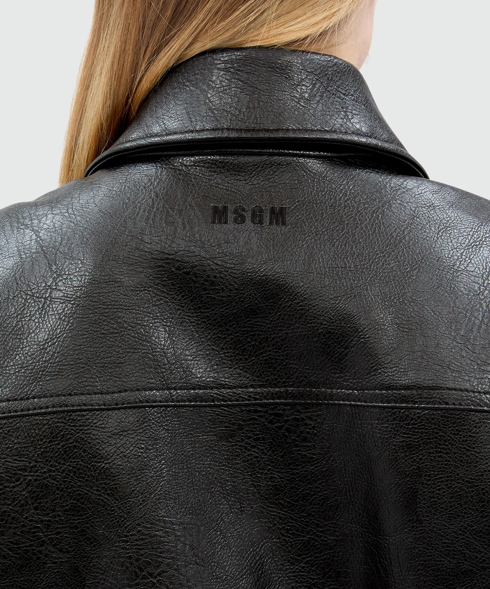 Black hammered faux leather jacket - 5