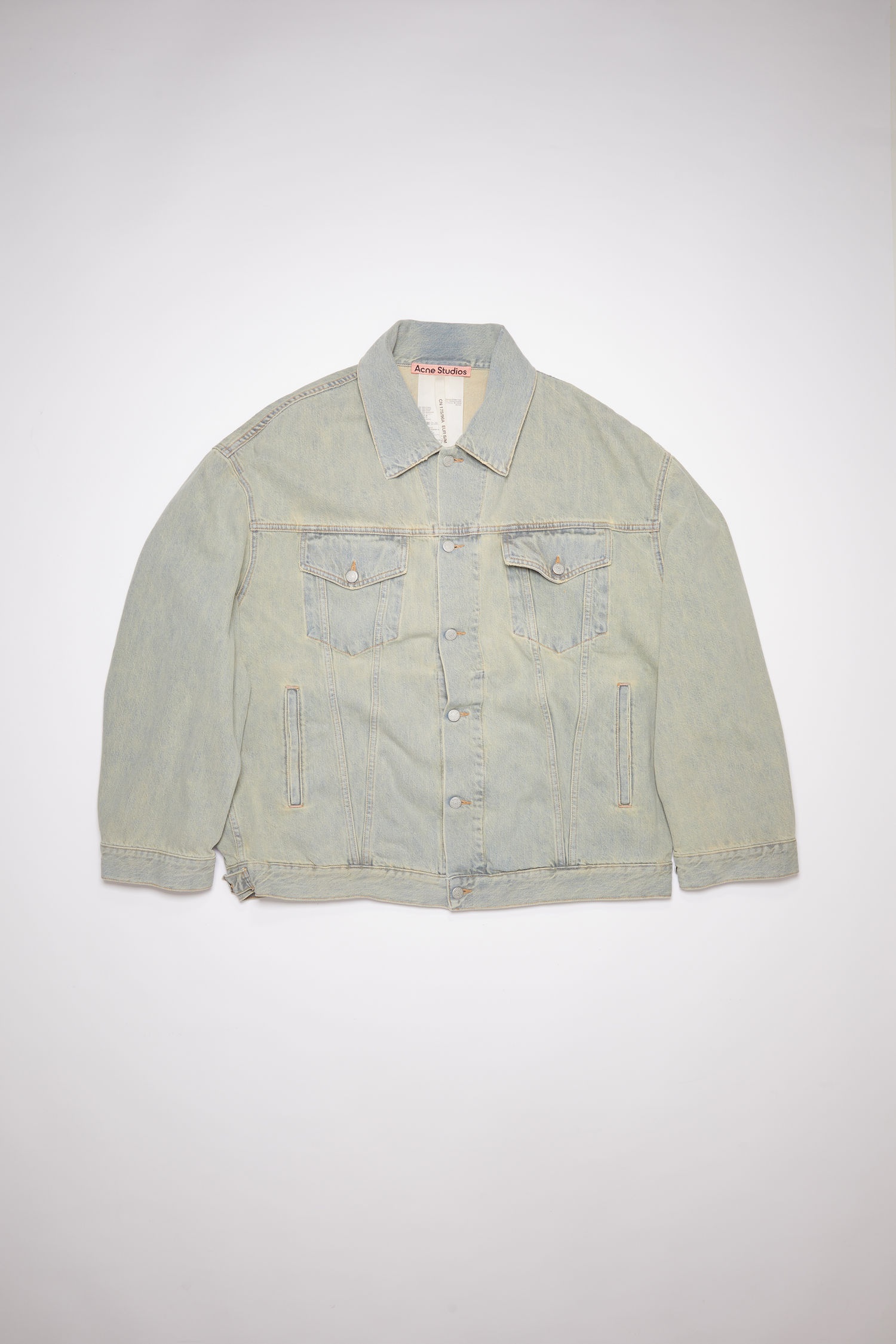 Oversized denim jacket - Green/beige - 4