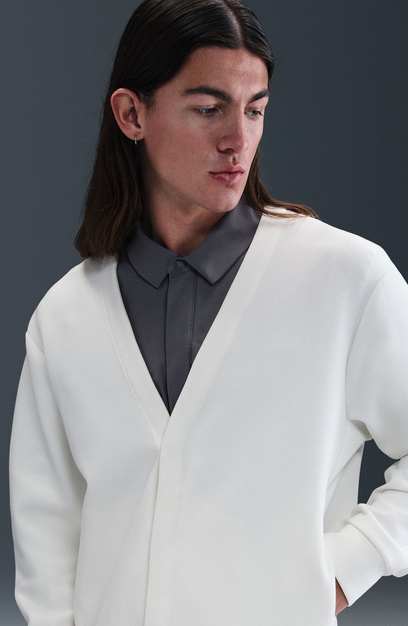 Nike ImpossiblySoft Dri-FIT Cardigan in Sail/Light Bone at Nordstrom - 6