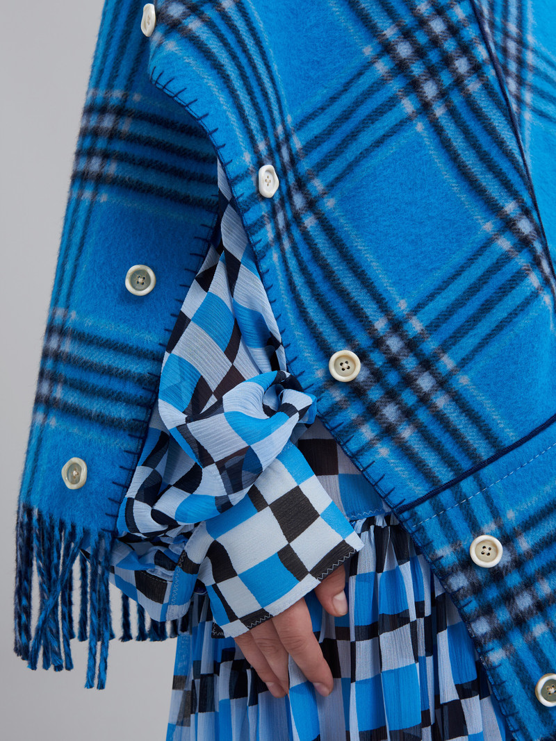 CHECK WOOL CAPE JACKET 5