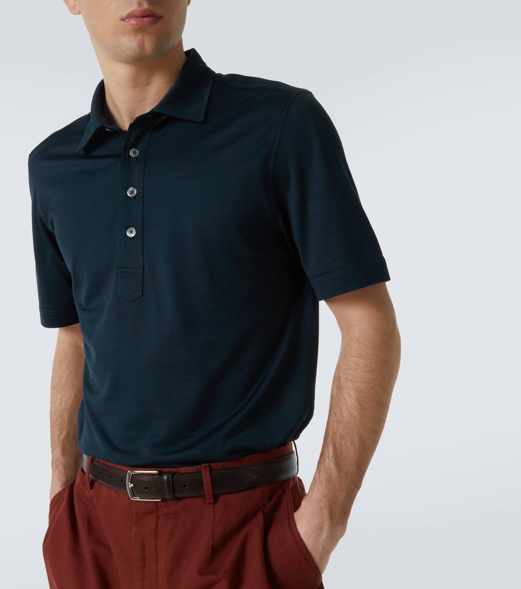 Silk and cotton polo shirt - 5