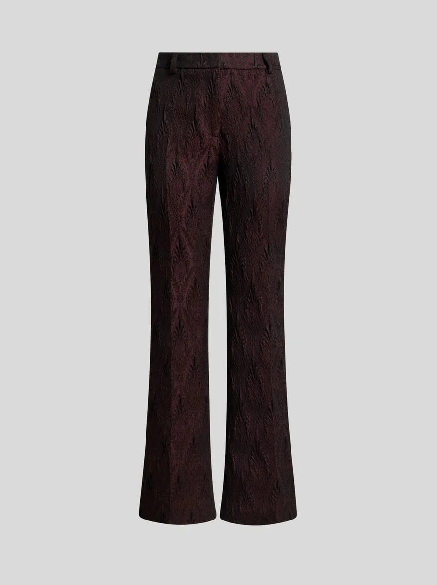 JACQUARD TROUSERS WITH FLORAL MEDALLION MOTIF - 1