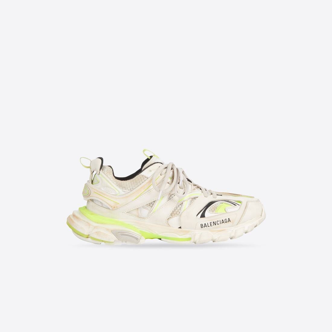 Men's Track Sneaker Worn Out in White/fluo Yellow - 1