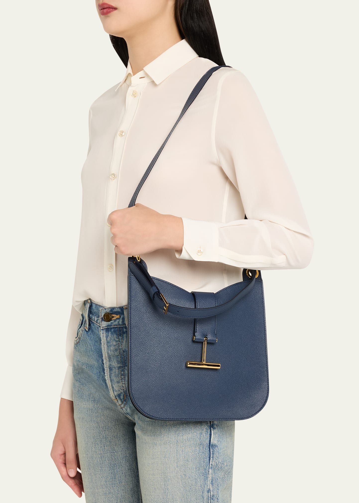Tara Small Hobo Crossbody in Grained Leather - 2