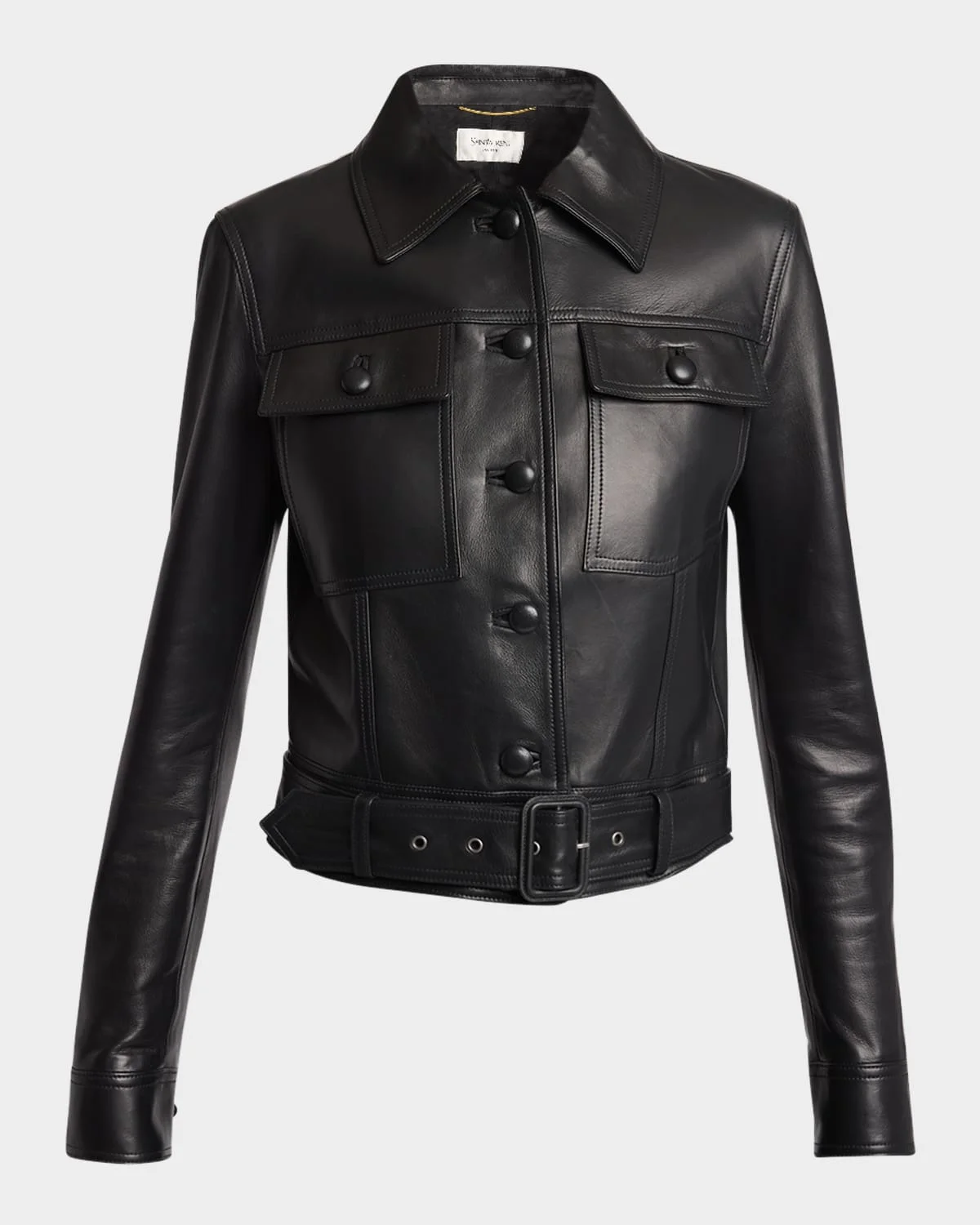 Leather Button Down Jacket - 1