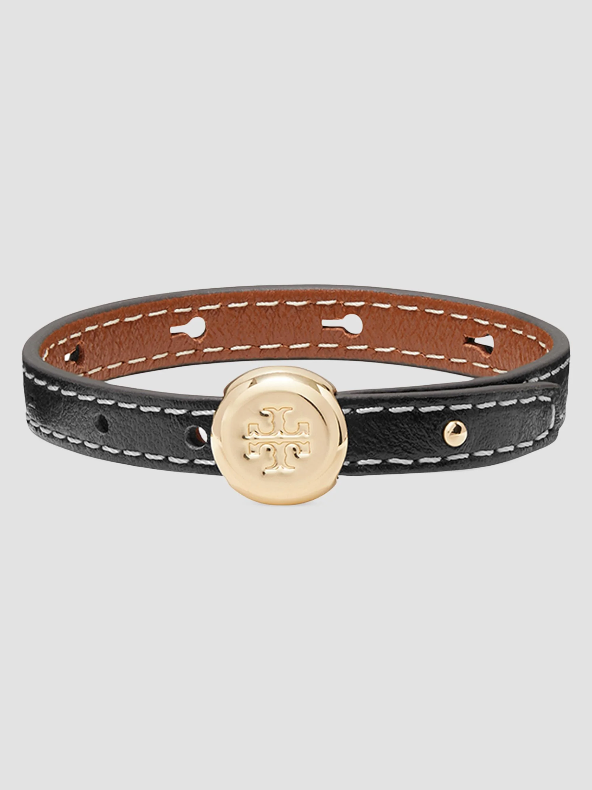 Women's Icon Leather Bracelet - Light Brass Black - 1
