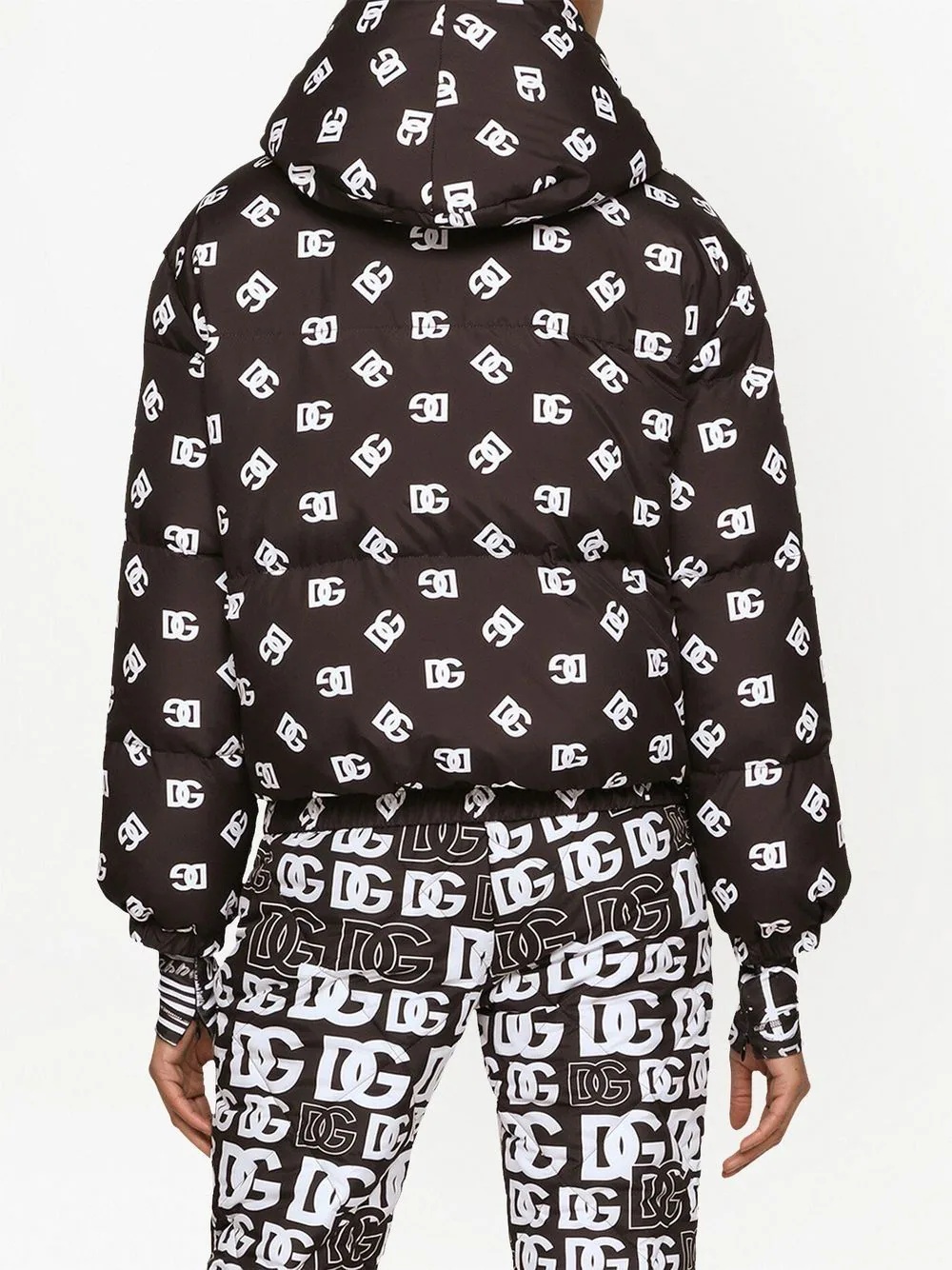 logo-print hooded puffer jacket - 4