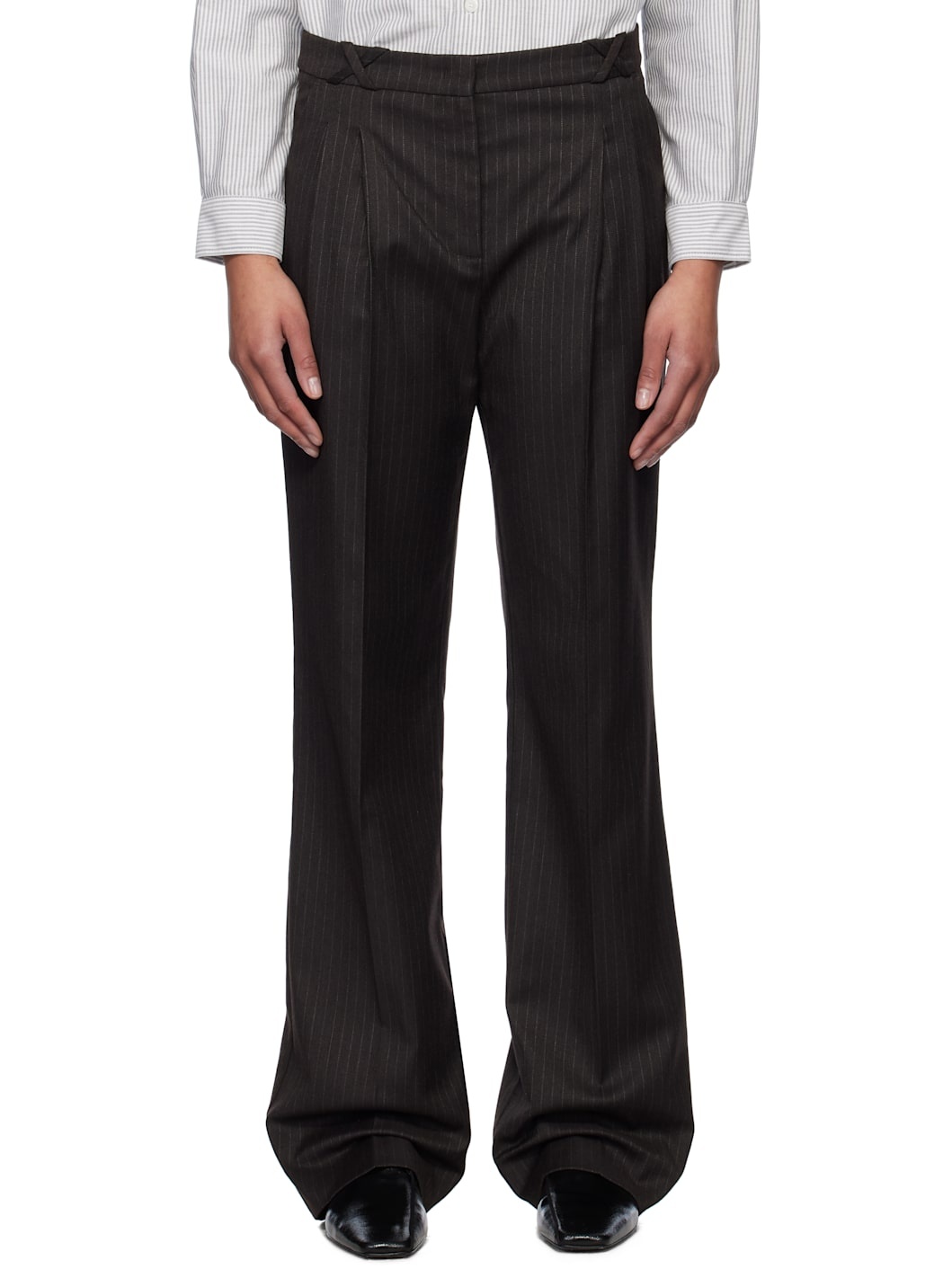 Brown Denver Pleat Trousers - 1