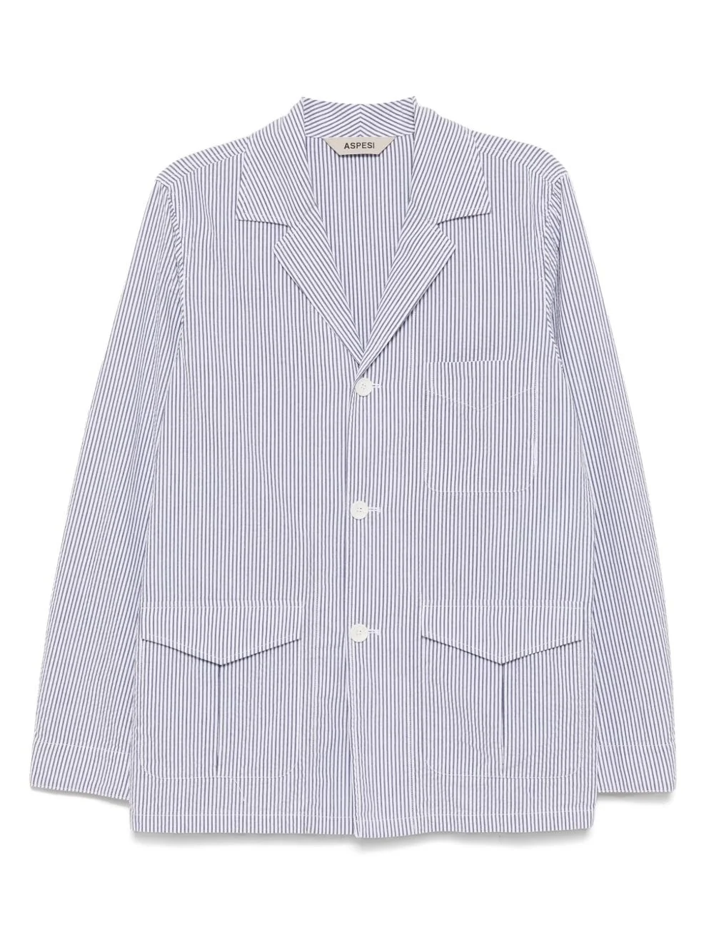 striped single-breasted blazer - 1