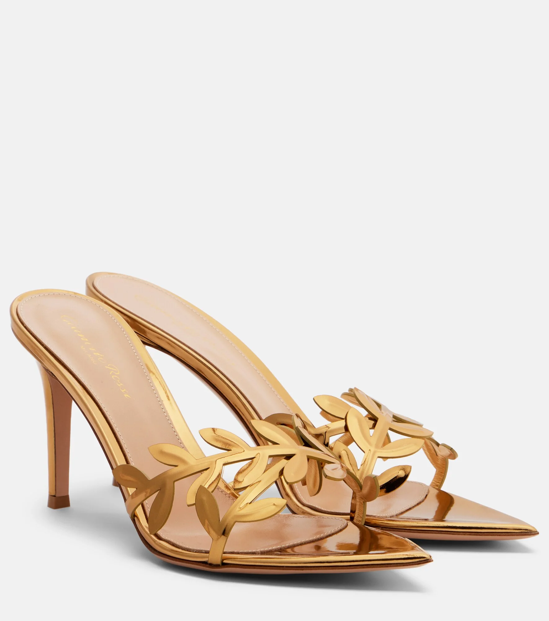 leaf-motif heeled mules - 1