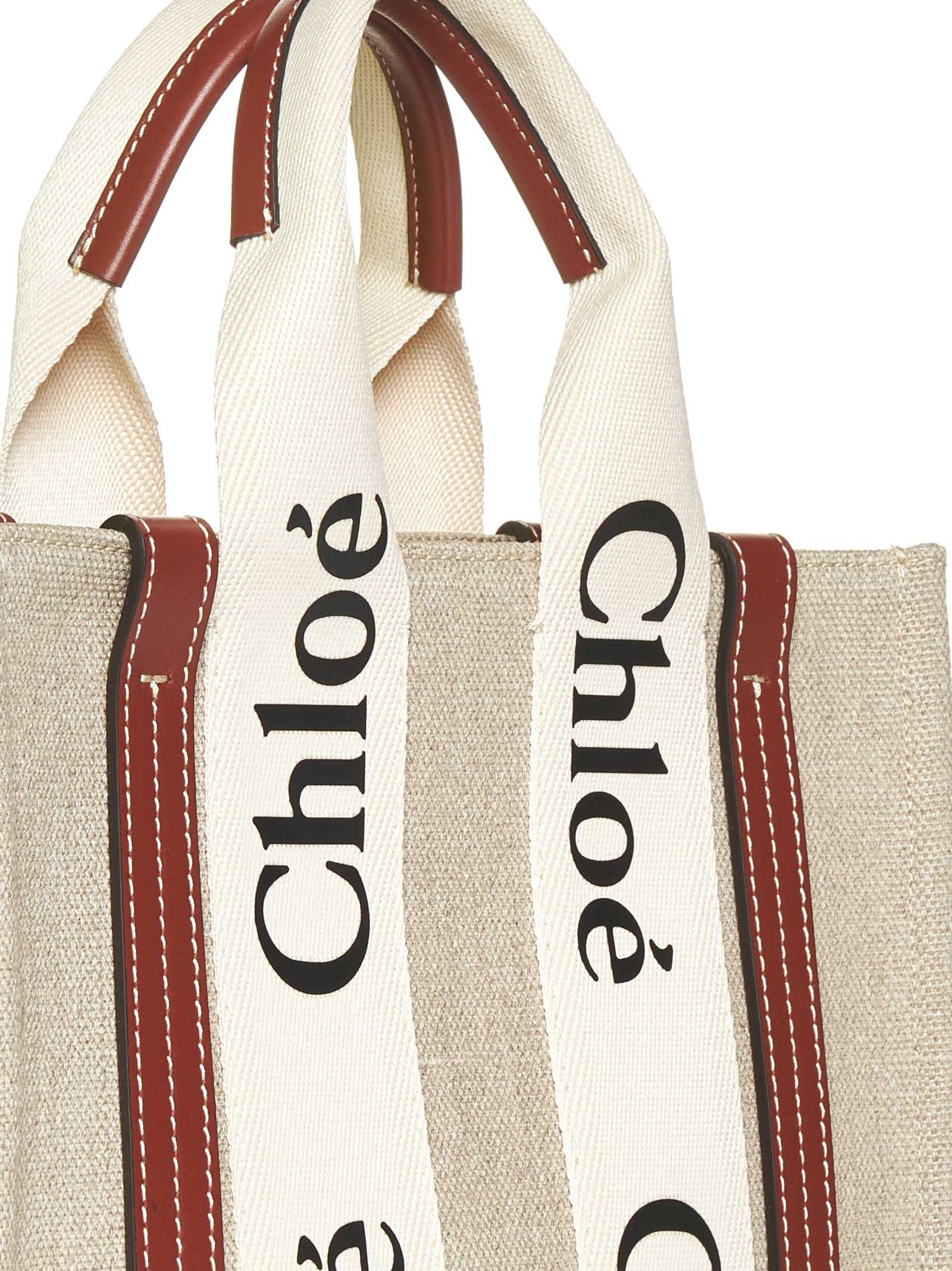 Woody mini linen tote bag - 4