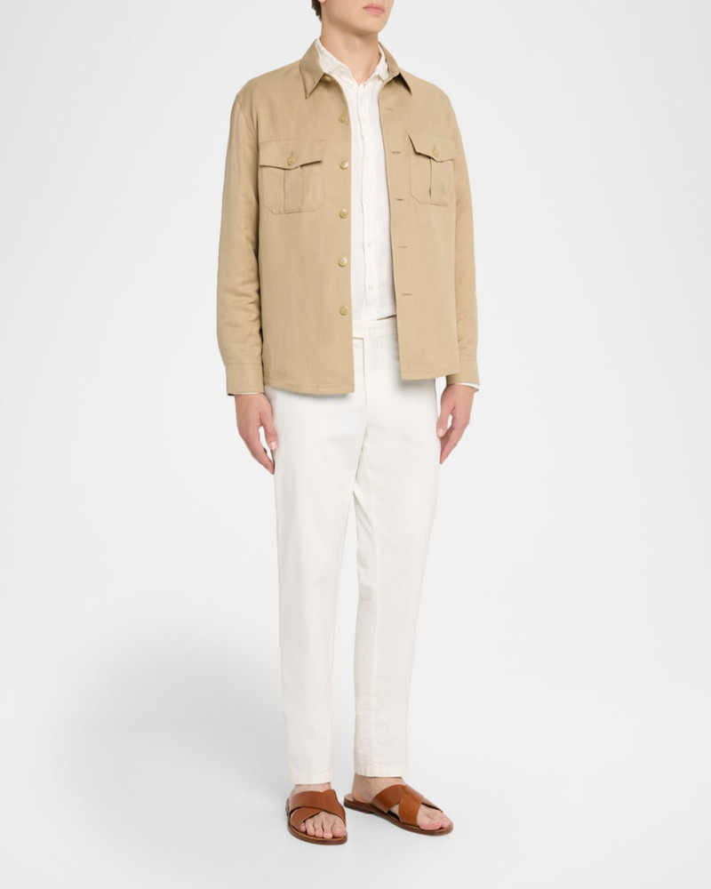 Canali Men's Linen and Silk Button-Front Overshirt outlook