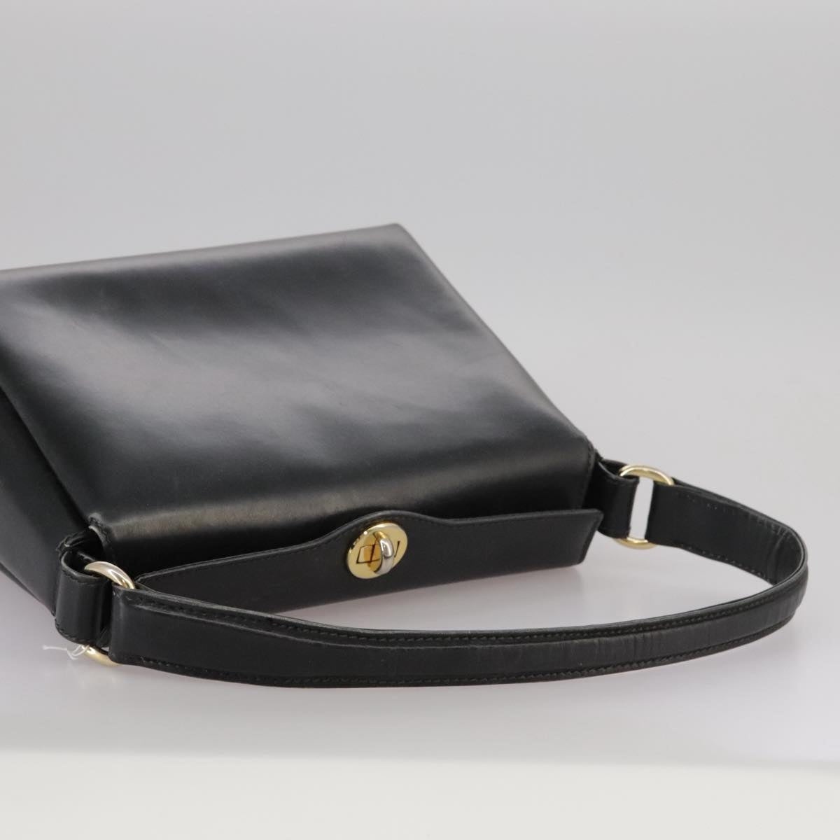 GUCCI Hand Bag Leather Black Gold - 11