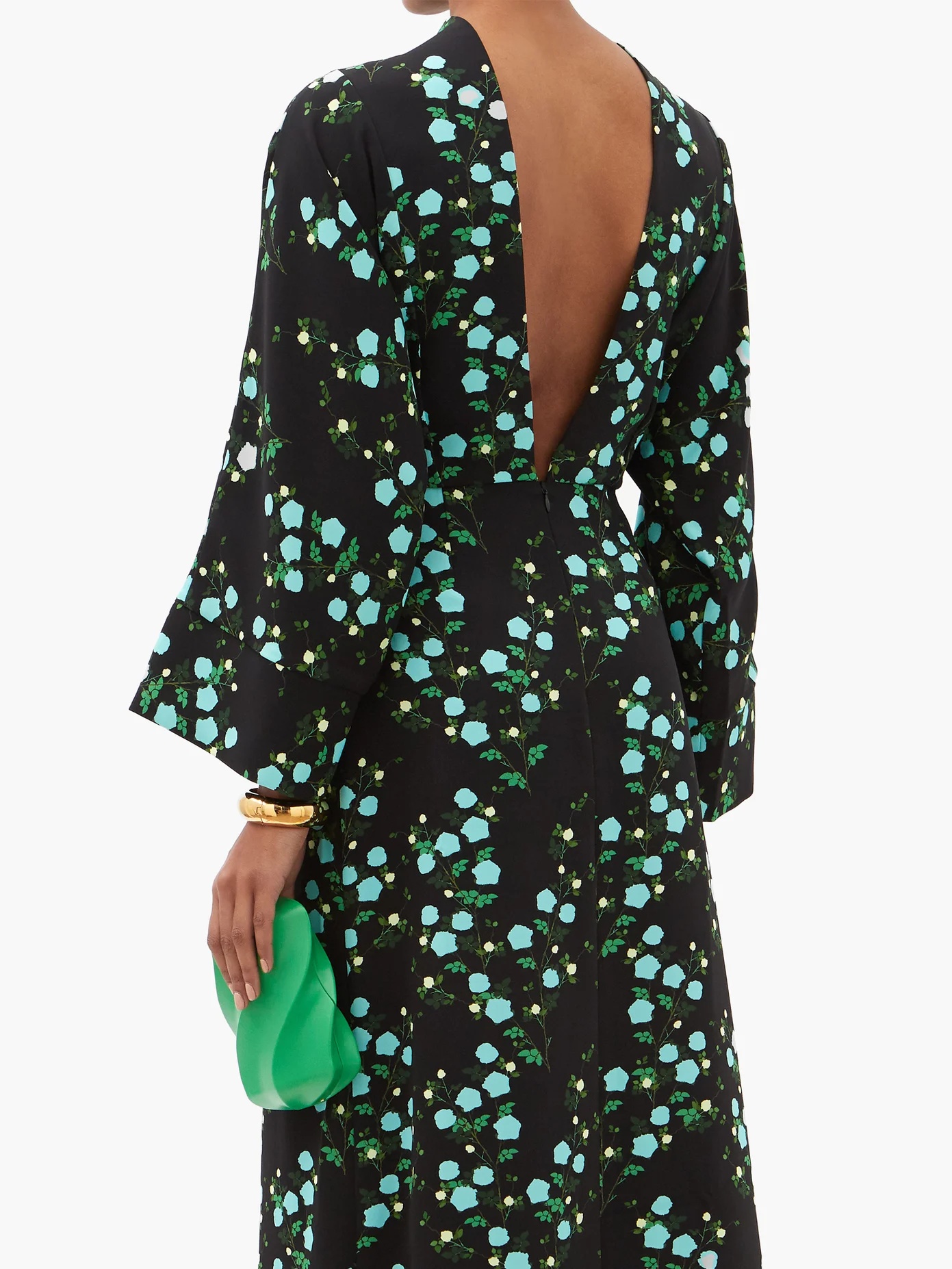 Miranda V-back floral-print crepe midi dress - 6