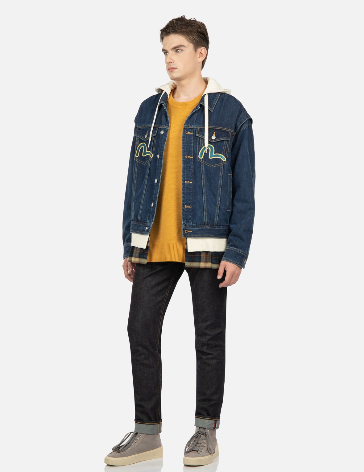 DARUMA LEATHER PATCH DENIM JACKET - 4