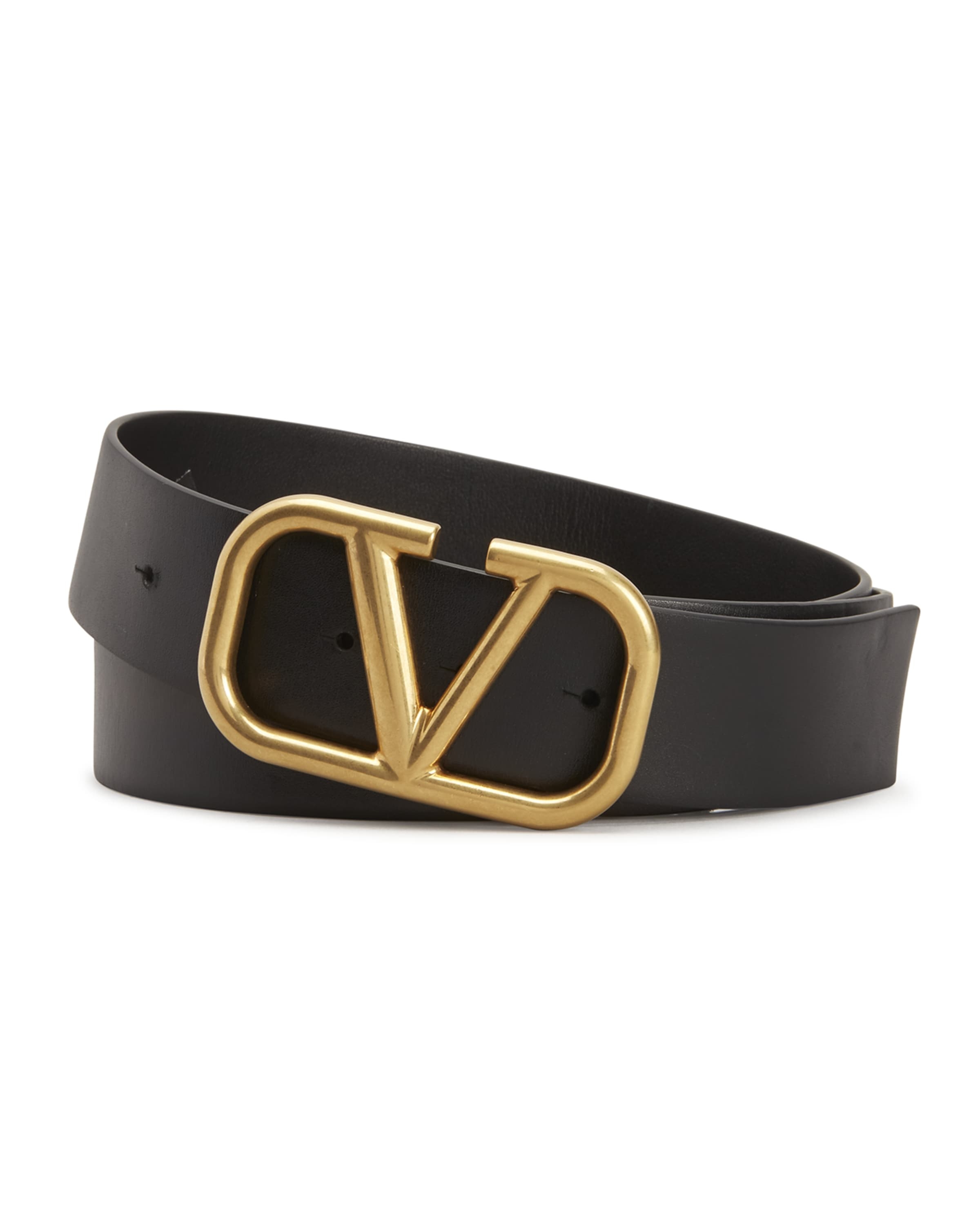 Men's V-Logo Leather Belt - 1