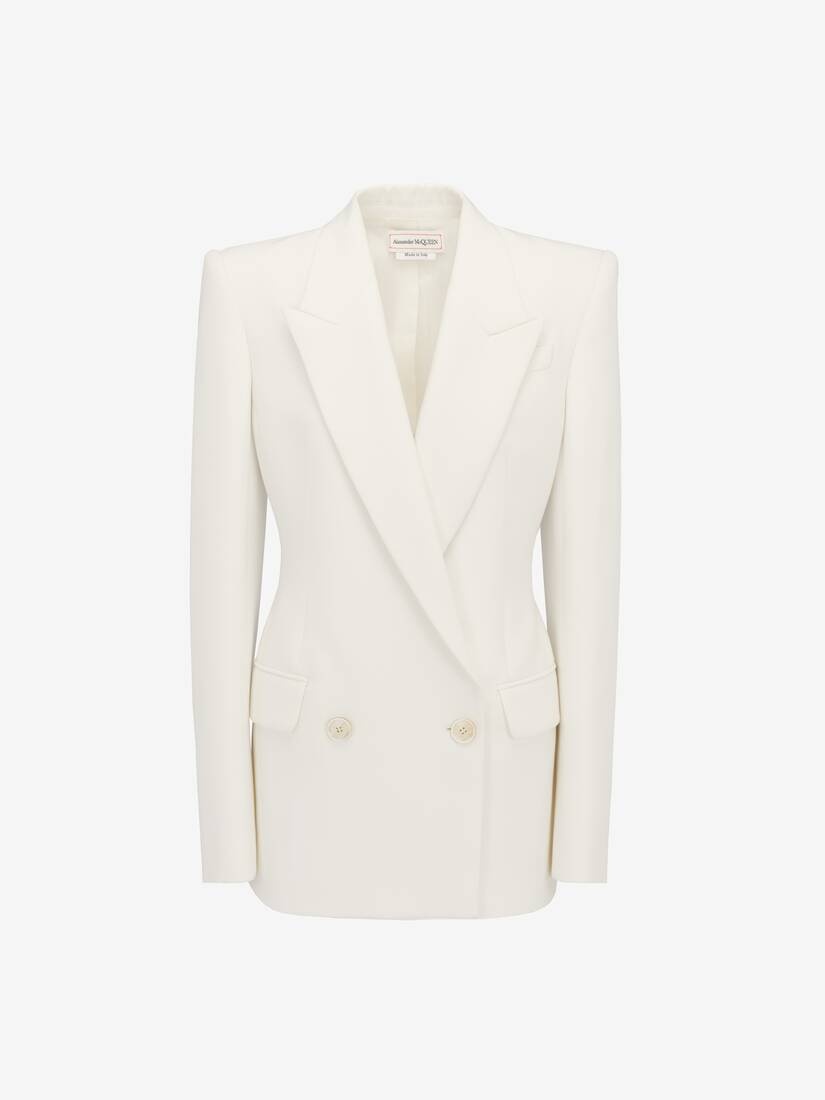 Women's Double-breasted Jacket in Optic White - 2