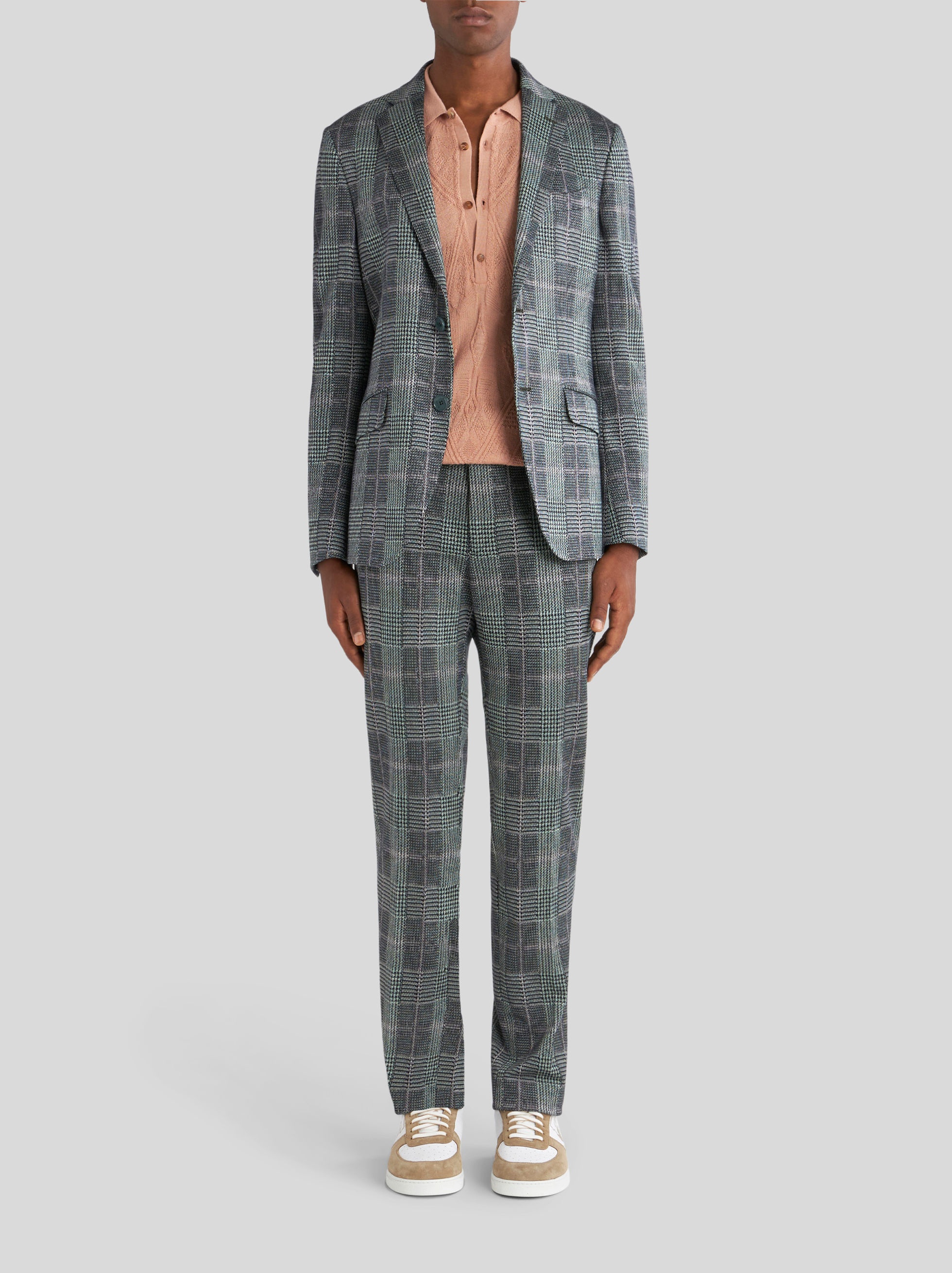 TAILORED CHECK TROUSERS IN JERSEY - 3