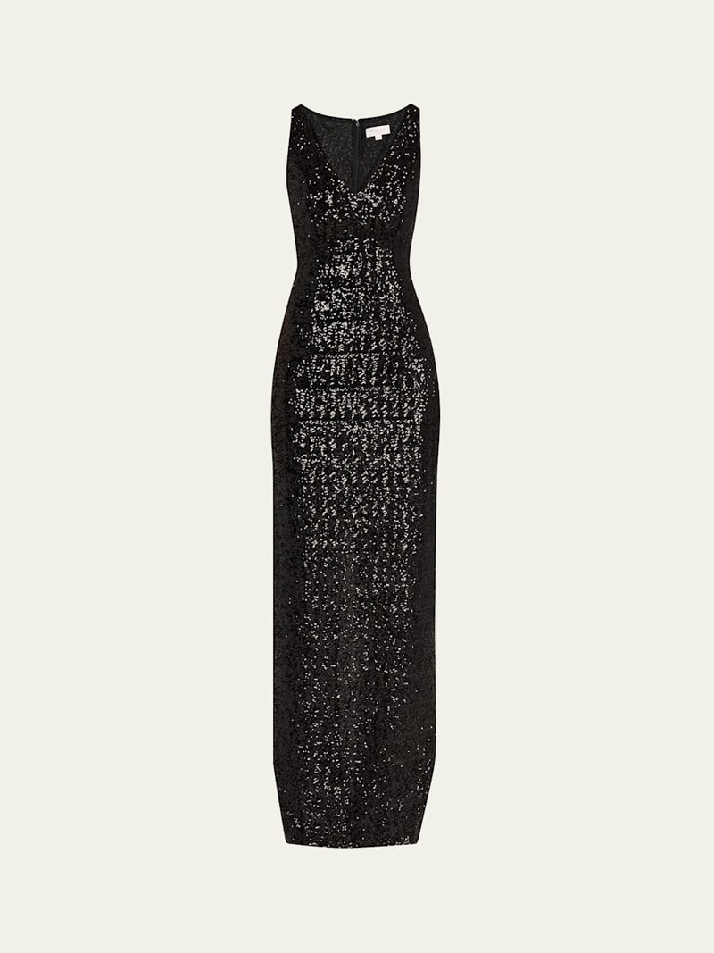 Sequined Portrait-Neck Sleeveless Gown 1