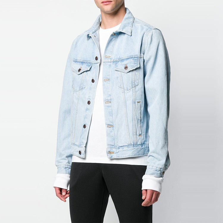 Off-White Logo Printing Denim Jacket Light Blue OMYE019S193860167188 - 2