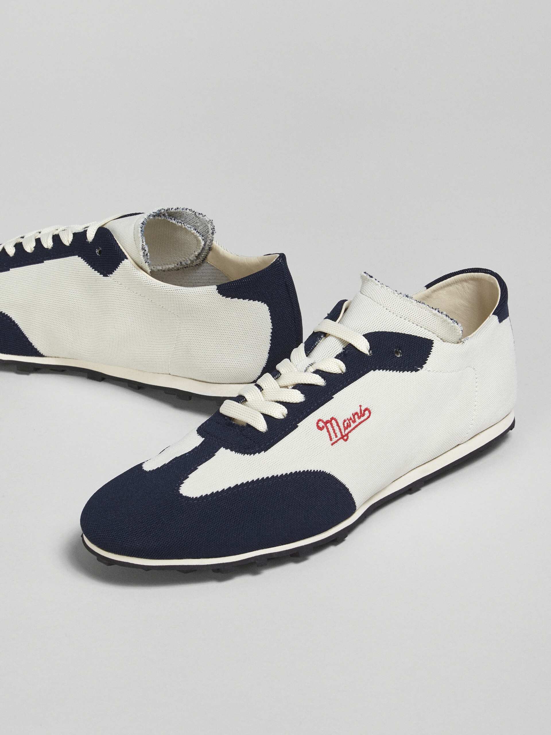 BEIGE AND BLUE STRETCH JACQUARD PEBBLE SNEAKER - 5