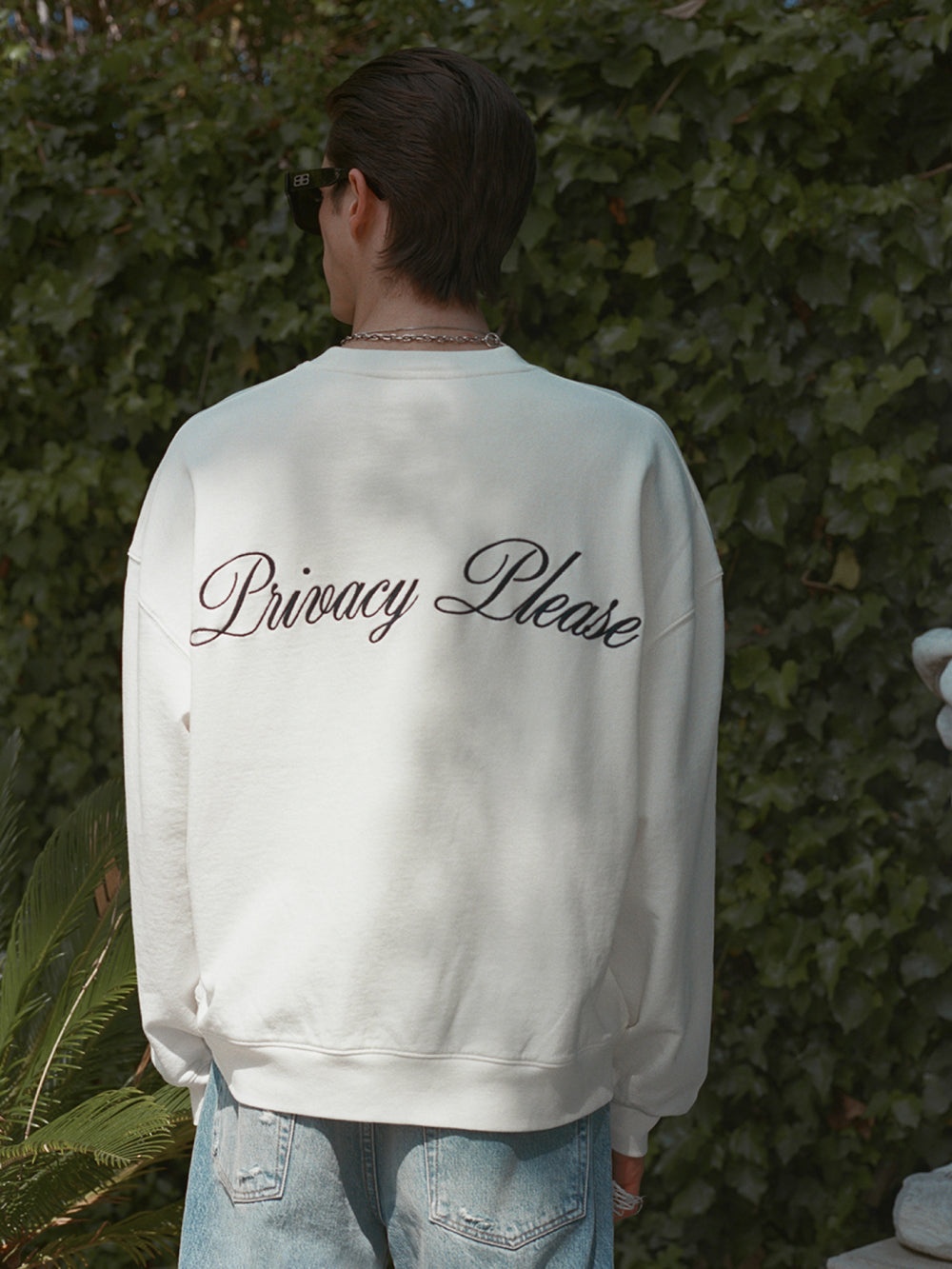 Ritz Unisex Privacy Please Crewneck in White - 2