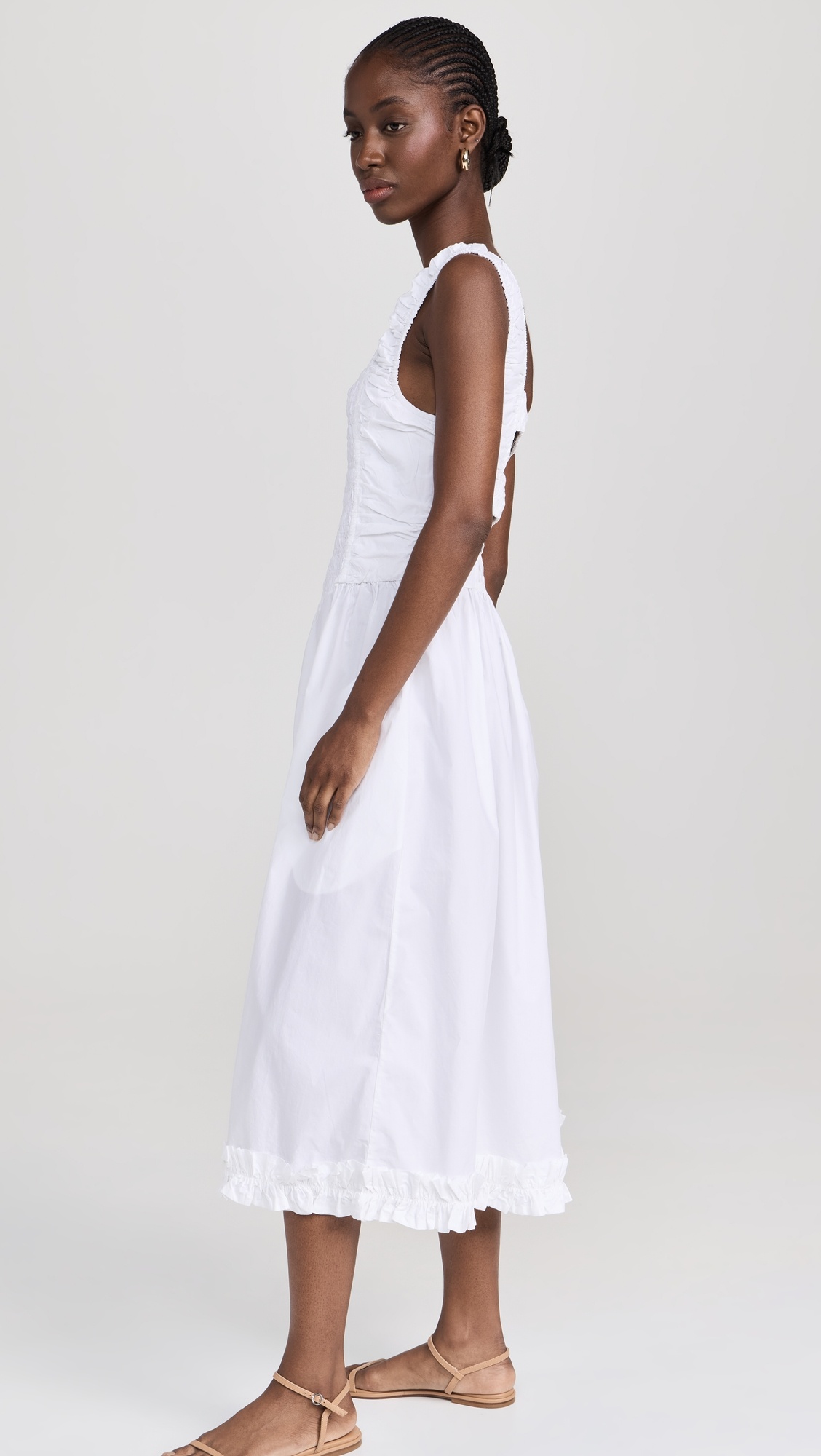 GANNI Cotton Poplin Midi Strap Smock Dress | shopbop