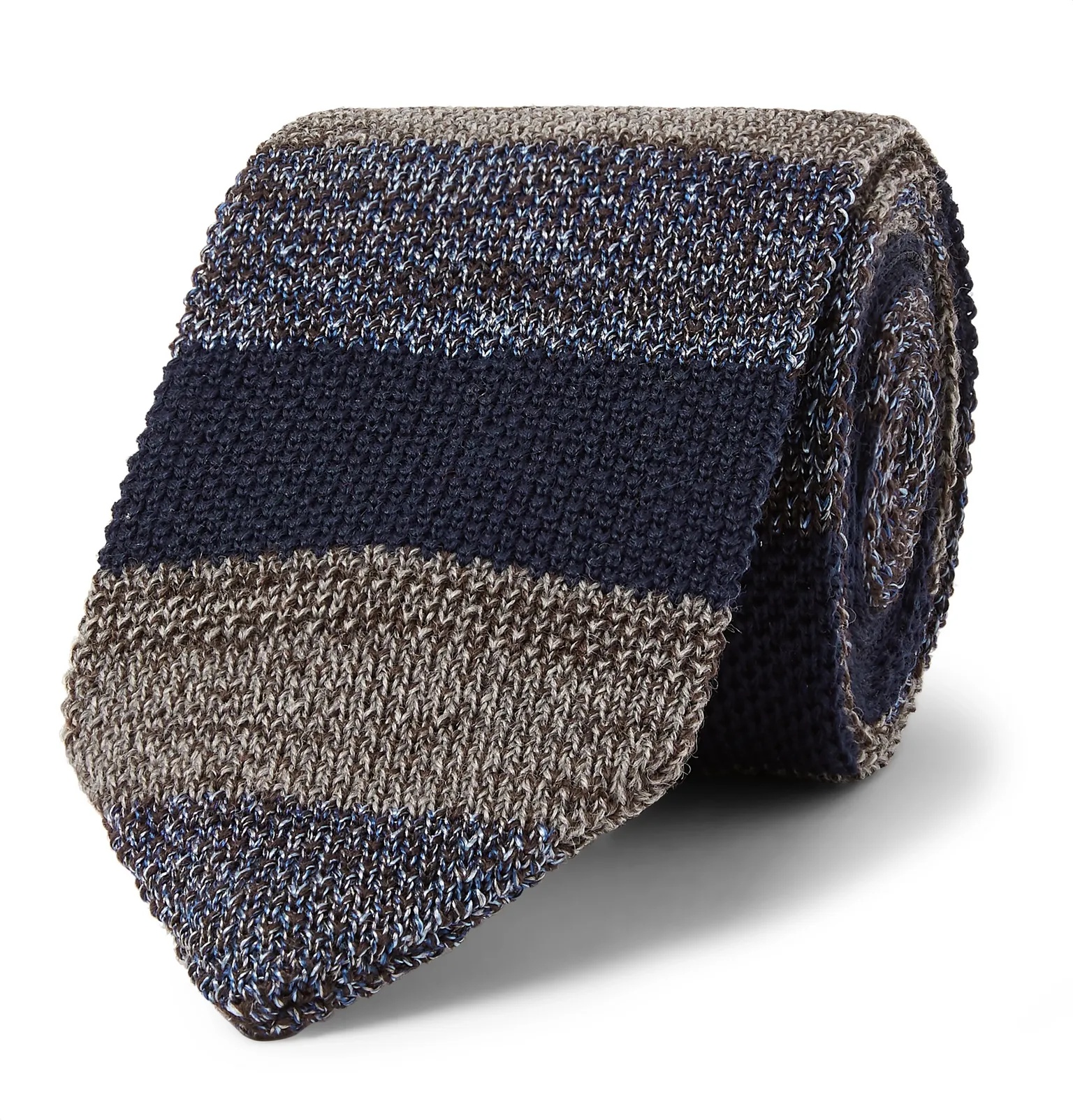 6cm Striped Knitted Wool and Silk-Blend Tie - 1