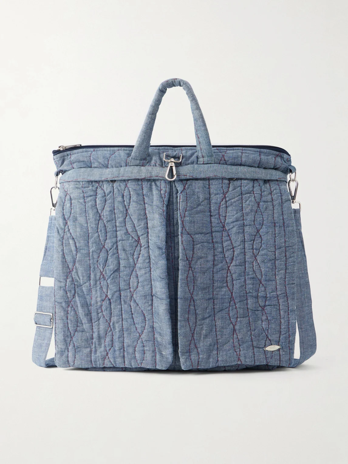 Embroidered Cotton-Chambray Tote Bag - 1