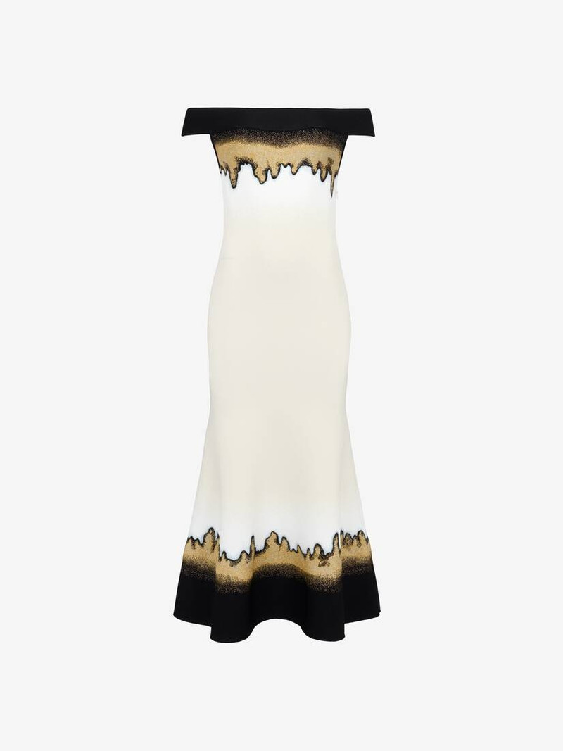 aidan mattox gold sequin dress Black crêpe column dress with chains main image 0