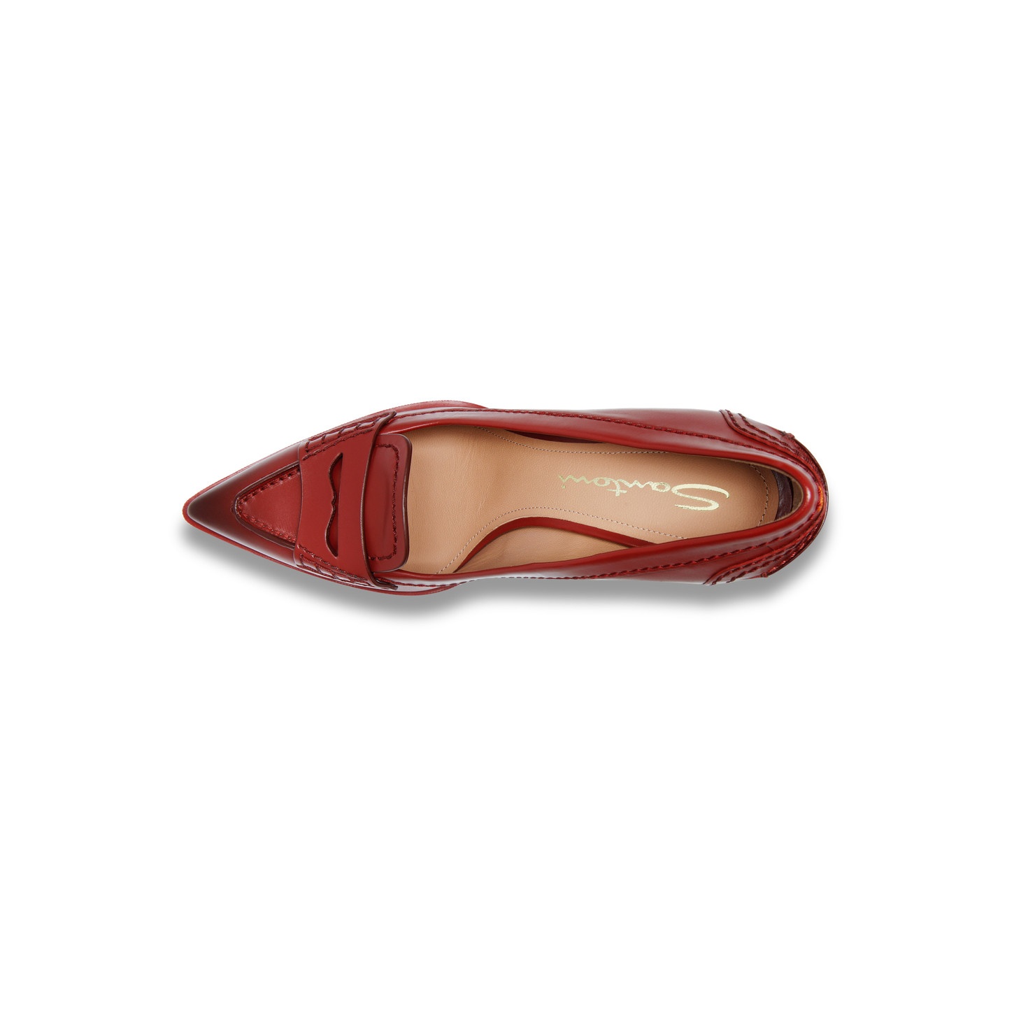 Women's red leather high-heel pump - 5