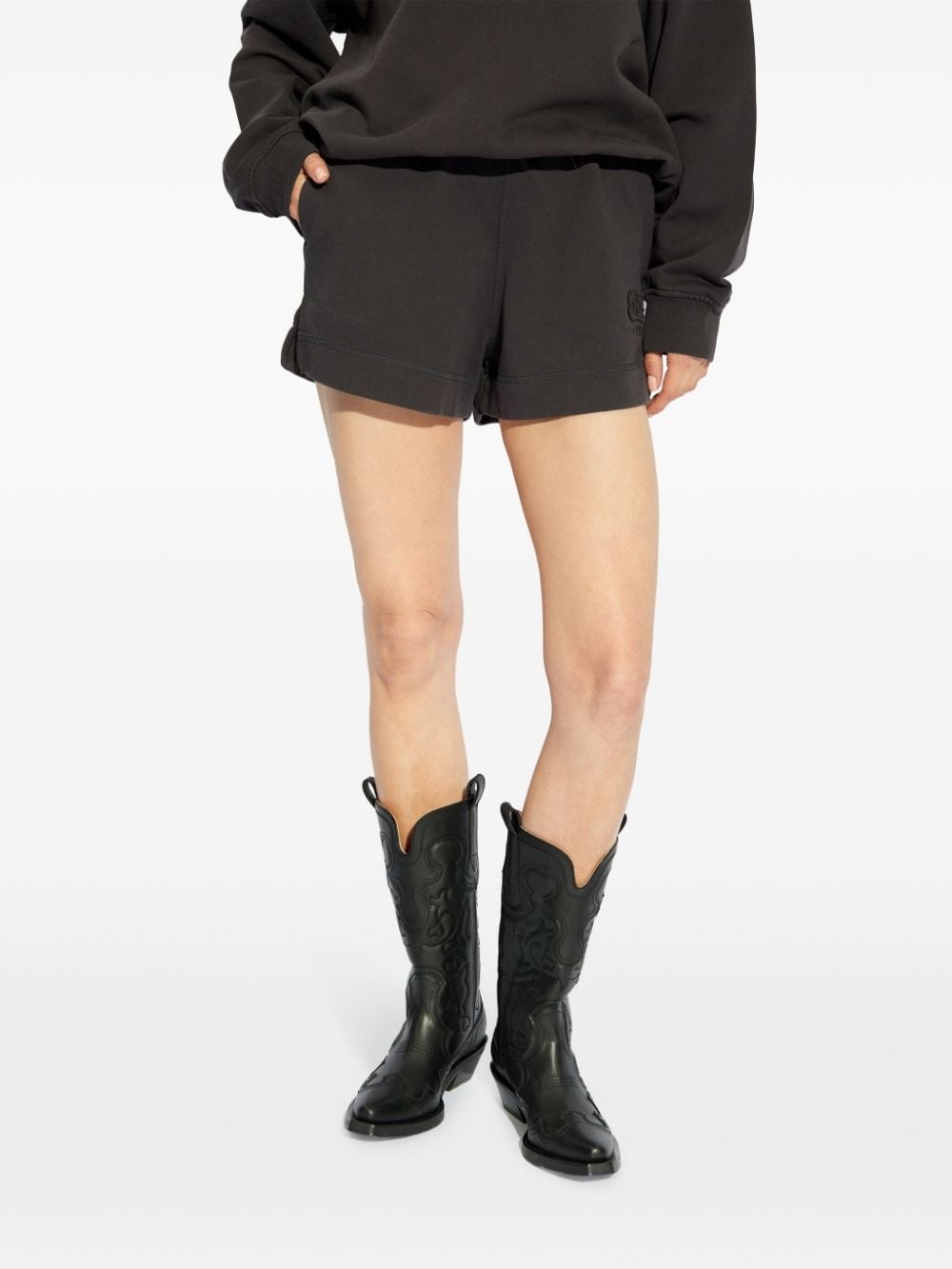 logo-embroidered organic cotton track shorts - 3