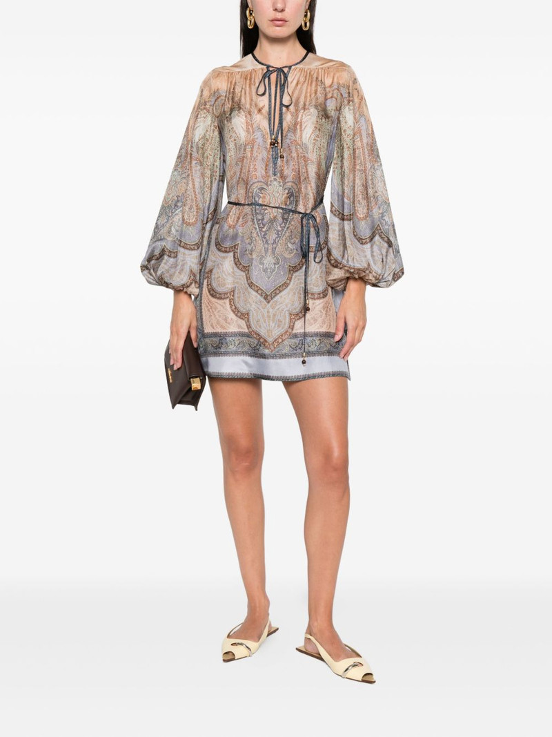 Zimmermann Wanderlust tie-neck mini dress outlook