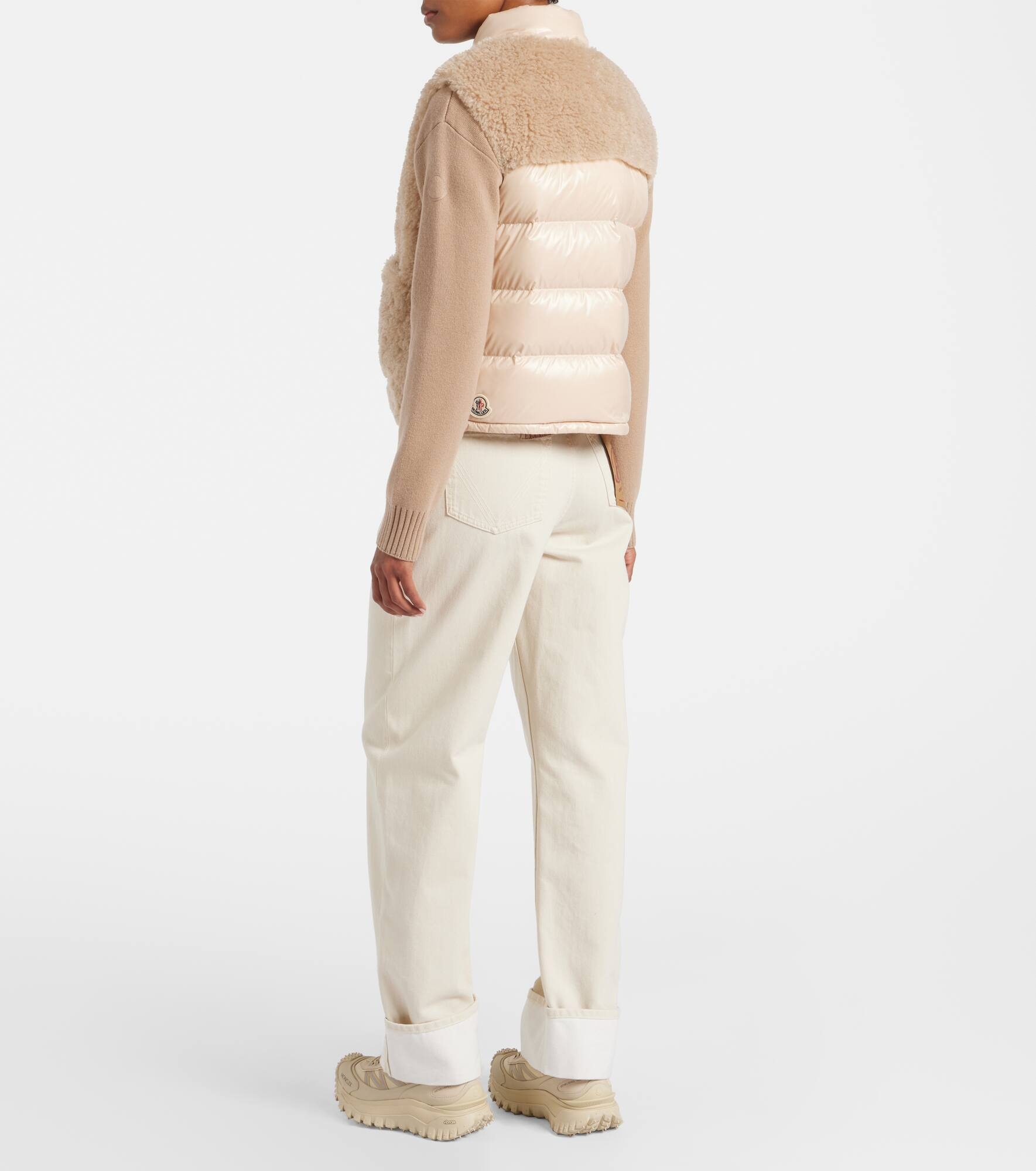 Logo faux fur down vest - 3