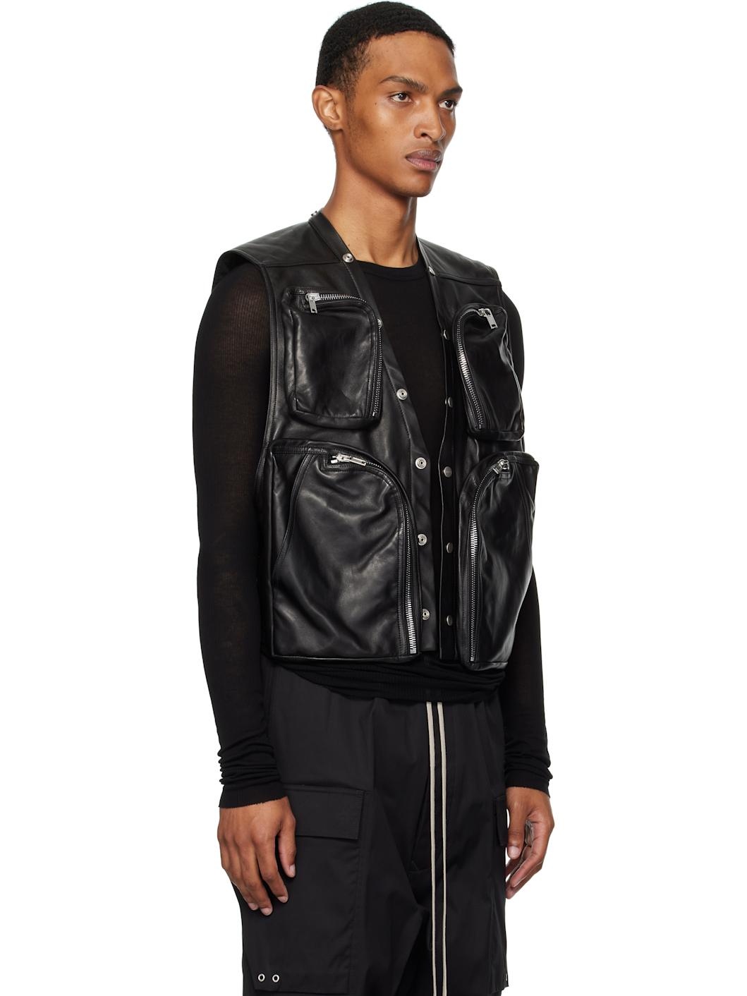 Black Concordians Cargo Leather Vest - 2