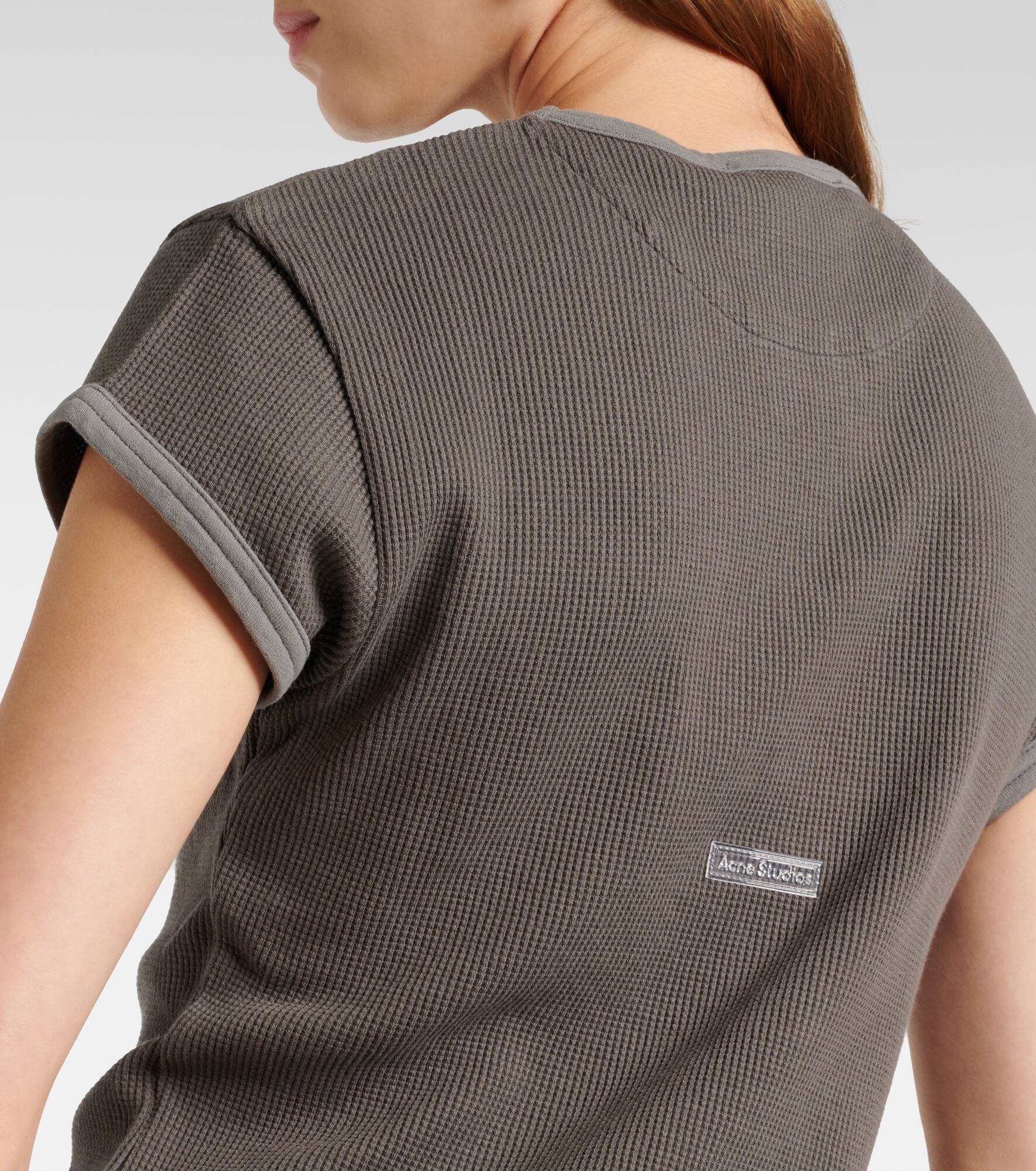 Waffle-knit cotton T-shirt - 5