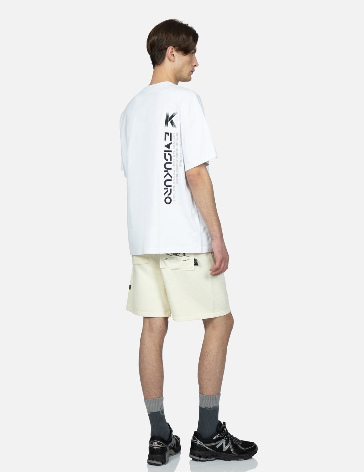 Distorted Kamon Embroidery Sweat Shorts - 3